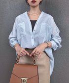 【スタイルドア/STYLEDOOR】のシアーワッシャーキーネックシャツ サックス|ID: prp329100004540473 ipo3291000000033543312