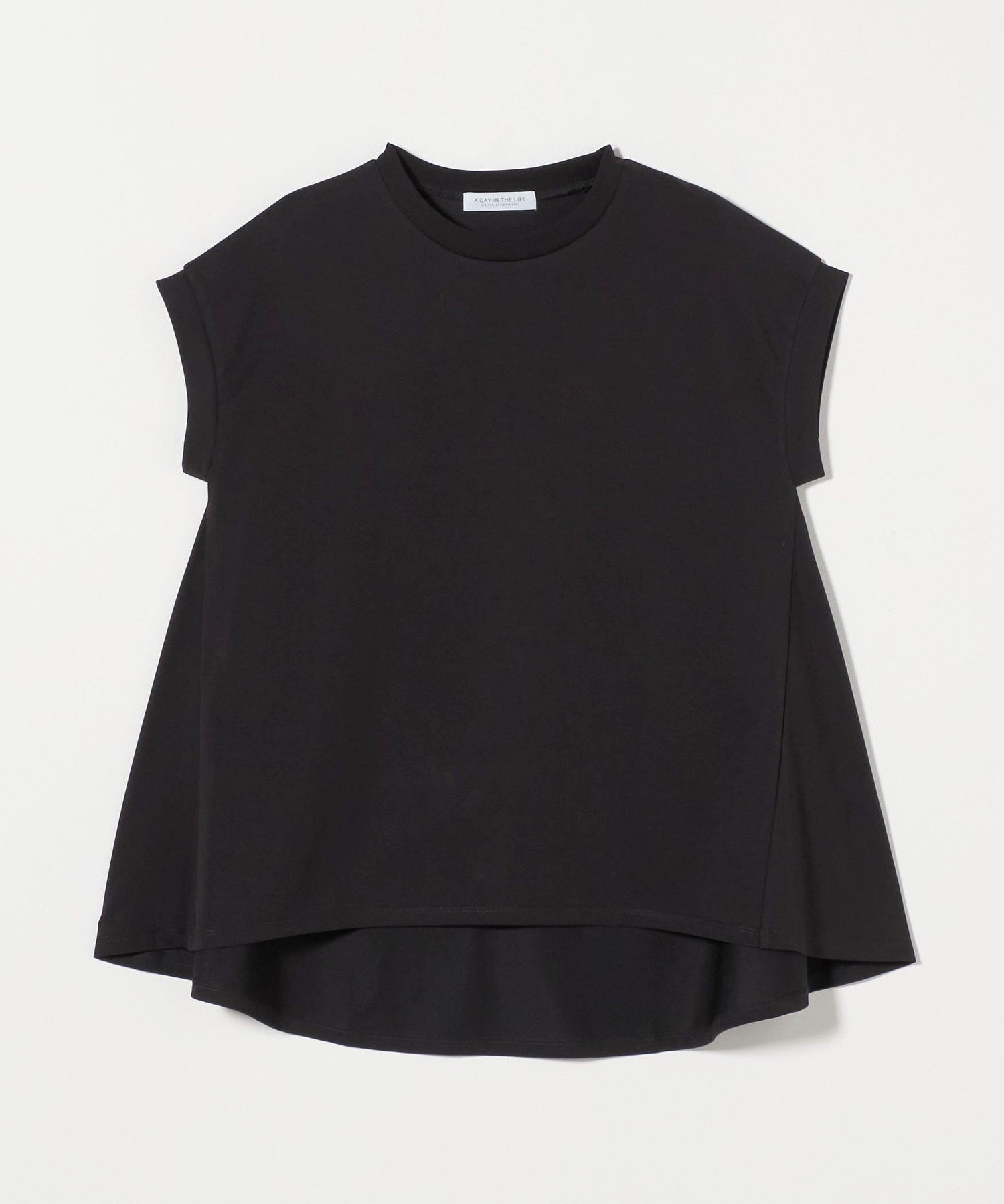 【ユナイテッドアローズ/UNITED ARROWS】のプレーティングテンジク フレアTシャツ A DAY IN THE LIFE インテリア・キッズ・メンズ・レディースファッション・服の通販 founy(ファニー) 　ファッション　Fashion　レディースファッション　Fashion for Women　トップス・カットソー　Cut & Sew Tops　シャツ・ブラウス・オフィスカジュアル　Elegant Blouses & Button-Ups　ロングTシャツ・Tシャツ　Longline T-Shirts & Tees　おすすめ　Recommended / Our Picks　カットソー　Cut and Sewn Top　サンダル　Sandals, Summer Shoes　シンプル　Simple, Minimal　スリーブ　Sleeve, Long Sleeve / Short Sleeve　タイトスカート　Pencil Skirt, Tight Skirt　フレア　Flare, Flared　フレンチ　French, French Style　ボタニカル　Botanical, Floral Pattern　リラックス　Relax, Relaxed Fit　定番　Standard, Basic Item　ビジネス 仕事 通勤　Business / Work / Commuting　BLACK|ID: prp329100004540478 ipo3291000000033473536