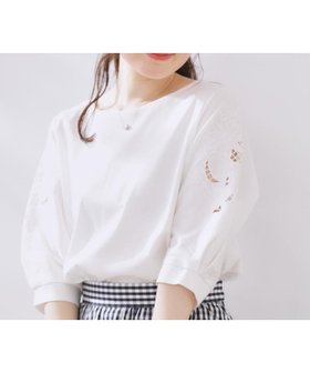 【クチュール ブローチ/Couture Brooch】の【接触冷感・洗える・UV機能付き・二の腕カバー】デイジー リボン エンブロドルマントップス 人気、トレンドファッション・服の通販 founy(ファニー) ファッション Fashion レディースファッション WOMEN トップス・カットソー Tops/Tshirt おすすめ Recommend シルケット Mercerization リボン Ribbon 夏 Summer 洗える Washable |ID:prp329100004540487