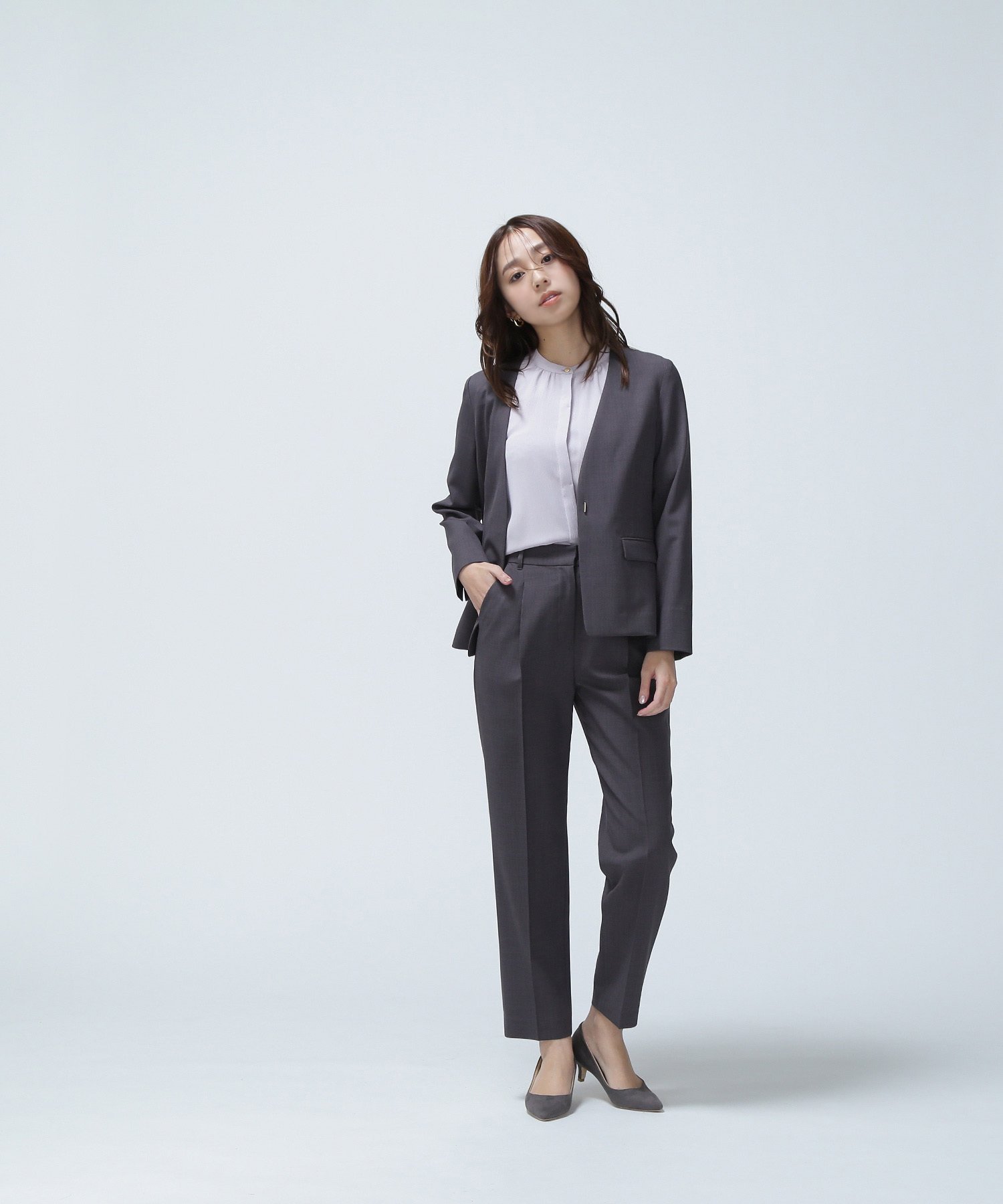 【ナチュラル ビューティー ベーシック/NATURAL BEAUTY BASIC】のリネンライク SETUP テーパードパンツ インテリア・キッズ・メンズ・レディースファッション・服の通販 founy(ファニー) 　ファッション　Fashion　レディースファッション　Ladies' Fashion Online　セットアップ　Setup　パンツ　Pants　シンプル　Simple　ジャケット　Jacket　スーツ　Suit　セットアップ　Set Up　センター　Center　ダブル　Double　ワイド　Wide　人気　Popularity　夏　Summer　春　Spring　チャコール1|ID: prp329100004540502 ipo3291000000032572106