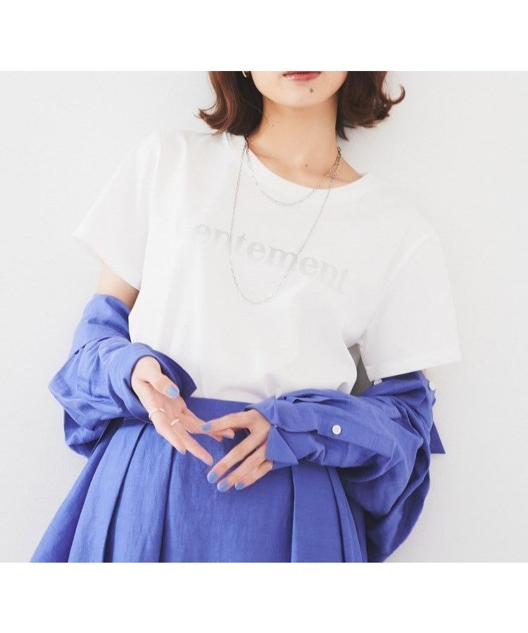 【アンタイトル/UNTITLED】の【洗える/ロゴ】プリントジャージTシャツ インテリア・キッズ・メンズ・レディースファッション・服の通販 founy(ファニー) 　ファッション　Fashion　レディースファッション　Fashion for Women　トップス・カットソー　Cut & Sew Tops　シャツ・ブラウス・オフィスカジュアル　Elegant Blouses & Button-Ups　ロングTシャツ・Tシャツ　Longline T-Shirts & Tees　おすすめ　Recommended / Our Picks　シルケット　Silket, Silky Cotton　シンプル　Simple, Minimal　プリント　Print, Printed Pattern　ボトム　Bottoms, Lower Wear　洗える　Machine Washable　オフホワイト|ID: prp329100004540534 ipo3291000000033280393