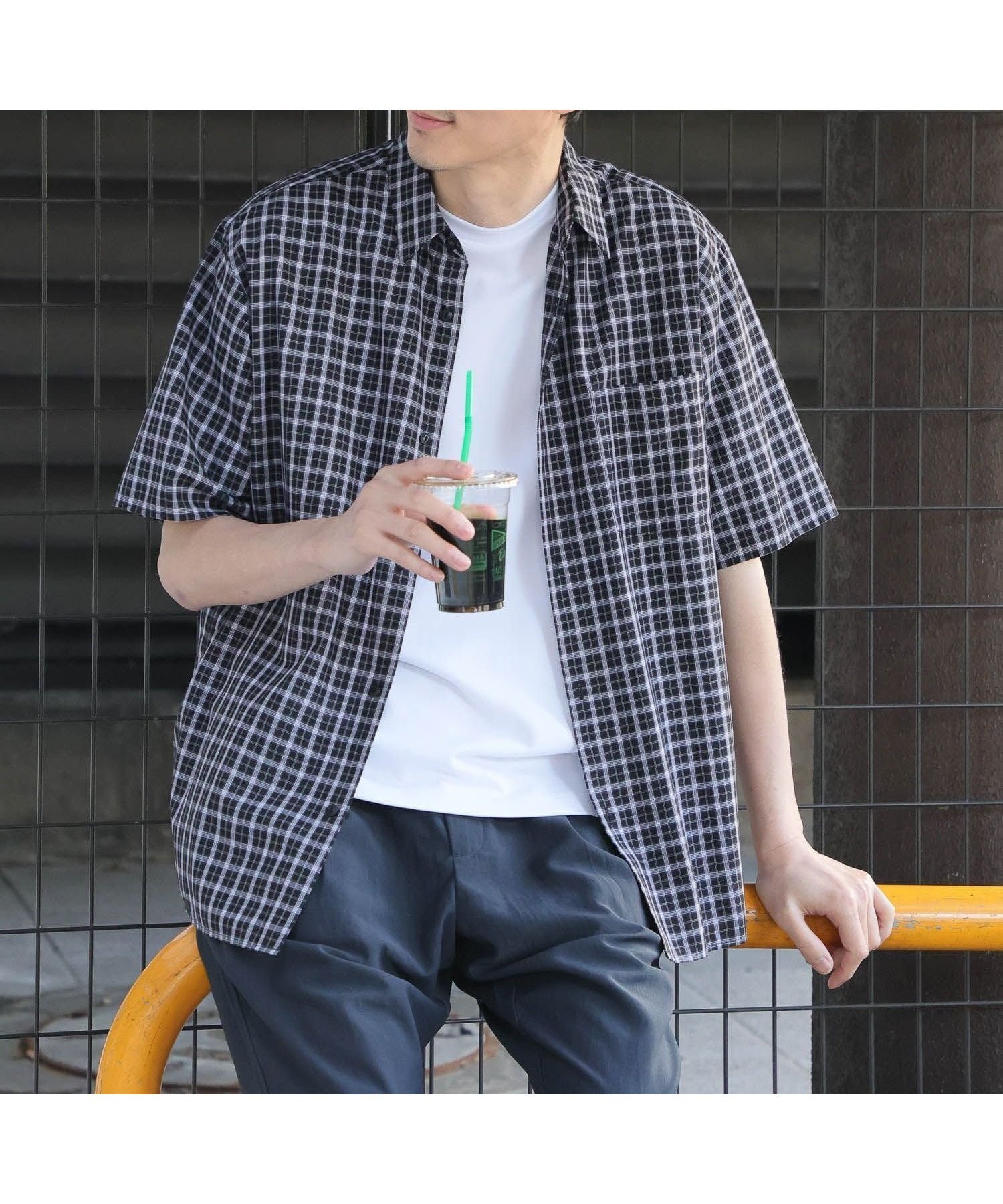 【グローバルワーク/GLOBAL WORK / MEN】のサラサマ快適シャツ/レギュラーカラー/半袖/286395 インテリア・キッズ・メンズ・レディースファッション・服の通販 founy(ファニー) 　ファッション　Fashion　メンズファッション　MEN　カーディガン　Cardigan　ドレープ　Drape　フロント　Front　リラックス　Relax　レギュラー　Regular　エレガント 上品　Elegant　半袖　Short Sleeve　夏　Summer　羽織　Haori　ブラックチェック11|ID: prp329100004540574 ipo3291000000032081935