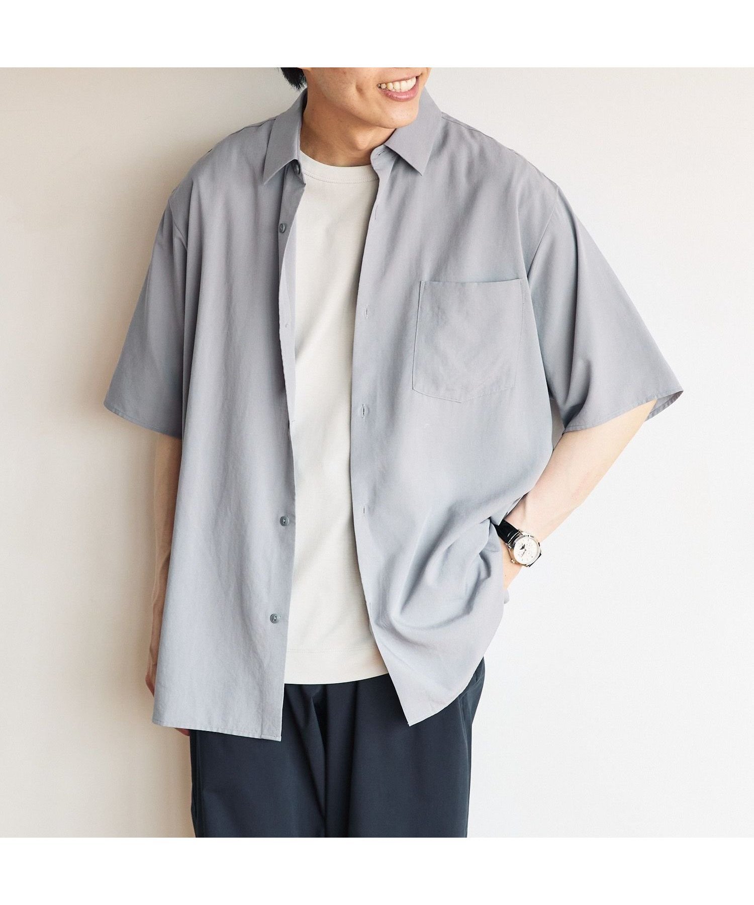 【グローバルワーク/GLOBAL WORK / MEN】のサラサマ快適シャツ/レギュラーカラー/半袖/286395 インテリア・キッズ・メンズ・レディースファッション・服の通販 founy(ファニー) 　ファッション　Fashion　メンズファッション　MEN　カーディガン　Cardigan　ドレープ　Drape　フロント　Front　リラックス　Relax　レギュラー　Regular　エレガント 上品　Elegant　半袖　Short Sleeve　夏　Summer　羽織　Haori　グレー15|ID: prp329100004540574 ipo3291000000032081938