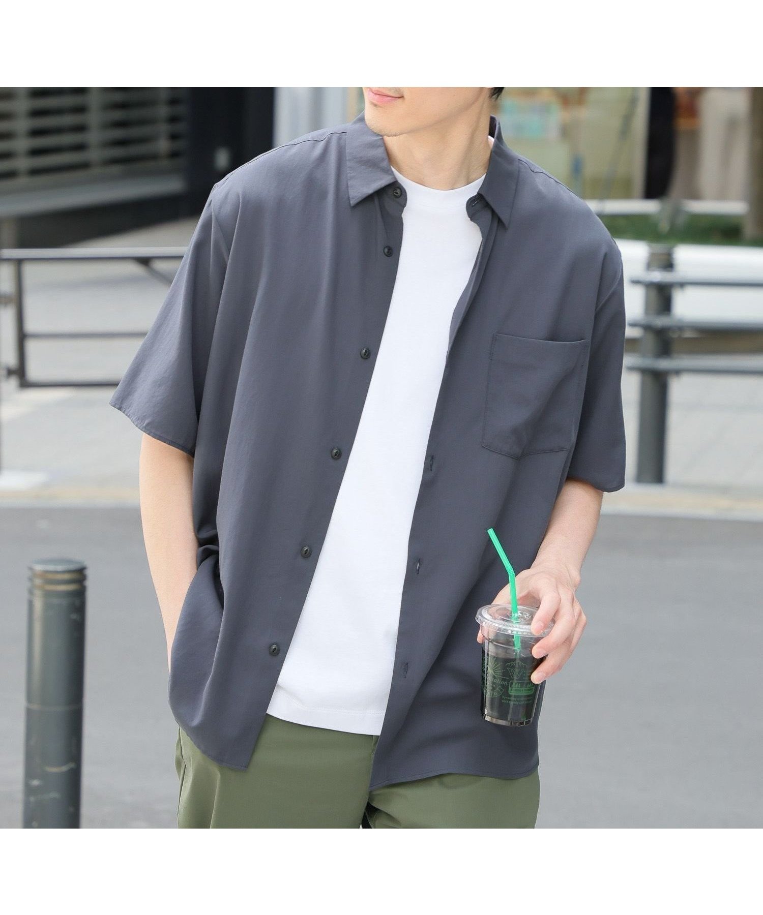 【グローバルワーク/GLOBAL WORK / MEN】のサラサマ快適シャツ/レギュラーカラー/半袖/286395 インテリア・キッズ・メンズ・レディースファッション・服の通販 founy(ファニー) 　ファッション　Fashion　メンズファッション　MEN　カーディガン　Cardigan　ドレープ　Drape　フロント　Front　リラックス　Relax　レギュラー　Regular　エレガント 上品　Elegant　半袖　Short Sleeve　夏　Summer　羽織　Haori　チャコール18|ID: prp329100004540574 ipo3291000000032081939