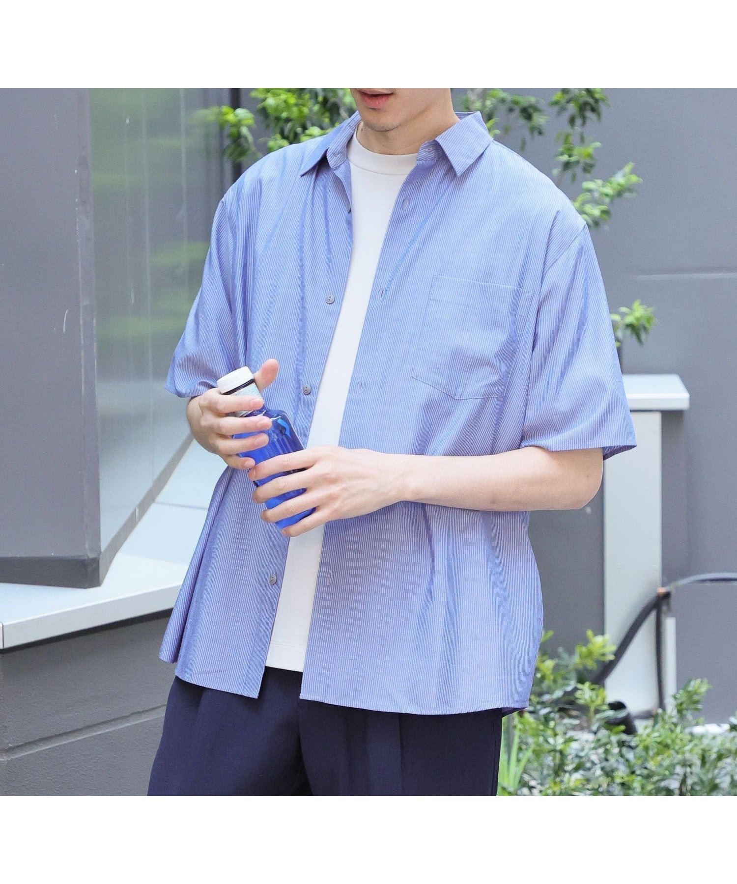【グローバルワーク/GLOBAL WORK / MEN】のサラサマ快適シャツ/レギュラーカラー/半袖/286395 インテリア・キッズ・メンズ・レディースファッション・服の通販 founy(ファニー) 　ファッション　Fashion　メンズファッション　MEN　カーディガン　Cardigan　ドレープ　Drape　フロント　Front　リラックス　Relax　レギュラー　Regular　エレガント 上品　Elegant　半袖　Short Sleeve　夏　Summer　羽織　Haori　ネイビーピンスト87|ID: prp329100004540574 ipo3291000000032081943