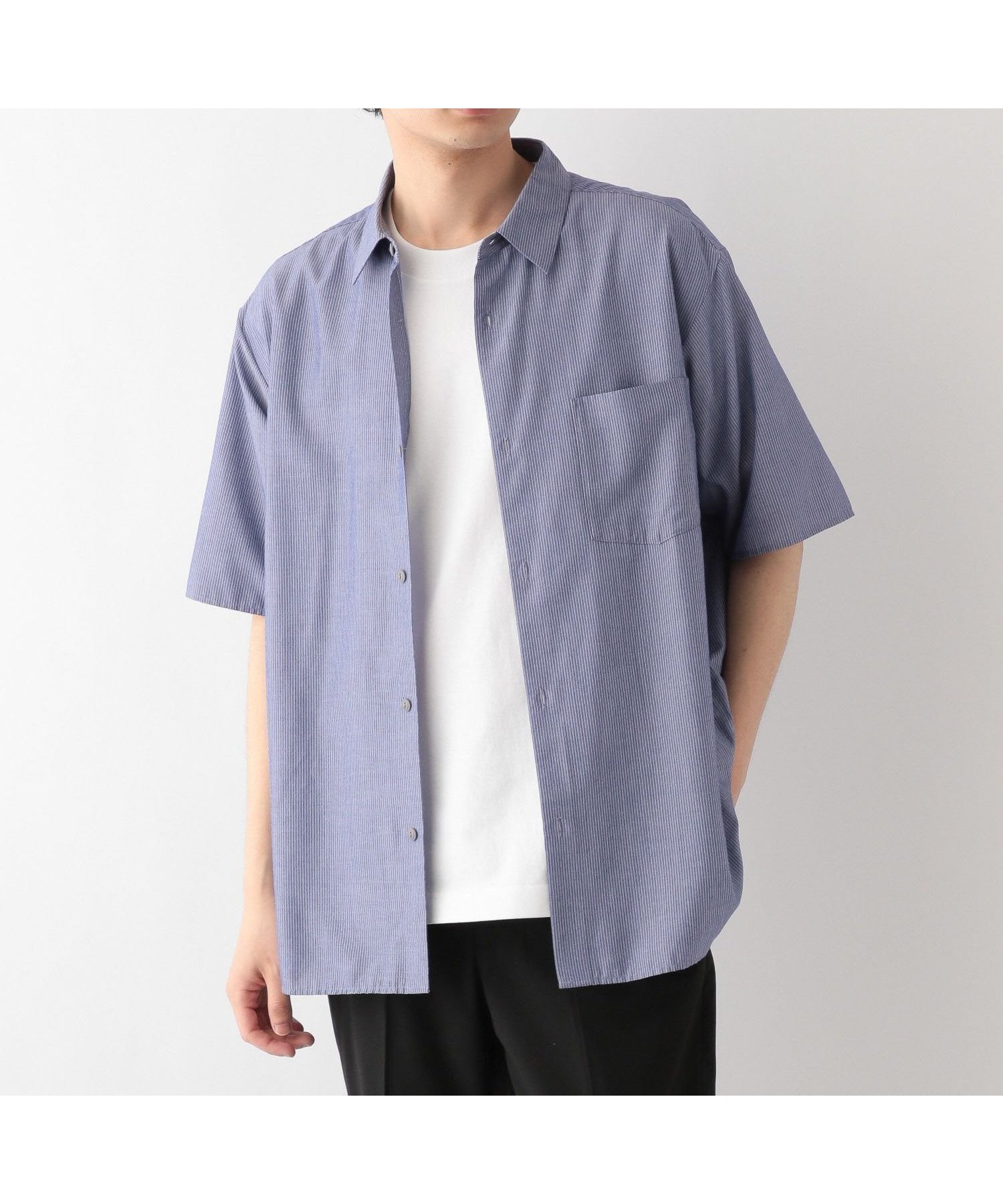 【グローバルワーク/GLOBAL WORK / MEN】のサラサマ快適シャツ/レギュラーカラー/半袖/286395 インテリア・キッズ・メンズ・レディースファッション・服の通販 founy(ファニー) 　ファッション　Fashion　メンズファッション　Fashion for Men　カーディガン　Cardigan, Knitwear　ドレープ　Drape, Draping Fabric　フロント　Front, Front Design　リラックス　Relax, Relaxed Fit　レギュラー　Regular, Standard Fit　エレガント 上品　Elegant　半袖　Short Sleeve, Half Sleeve　夏　Summer　羽織　Haori, Light Jacket　ネイビーピンスト87|ID: prp329100004540574 ipo3291000000033644296