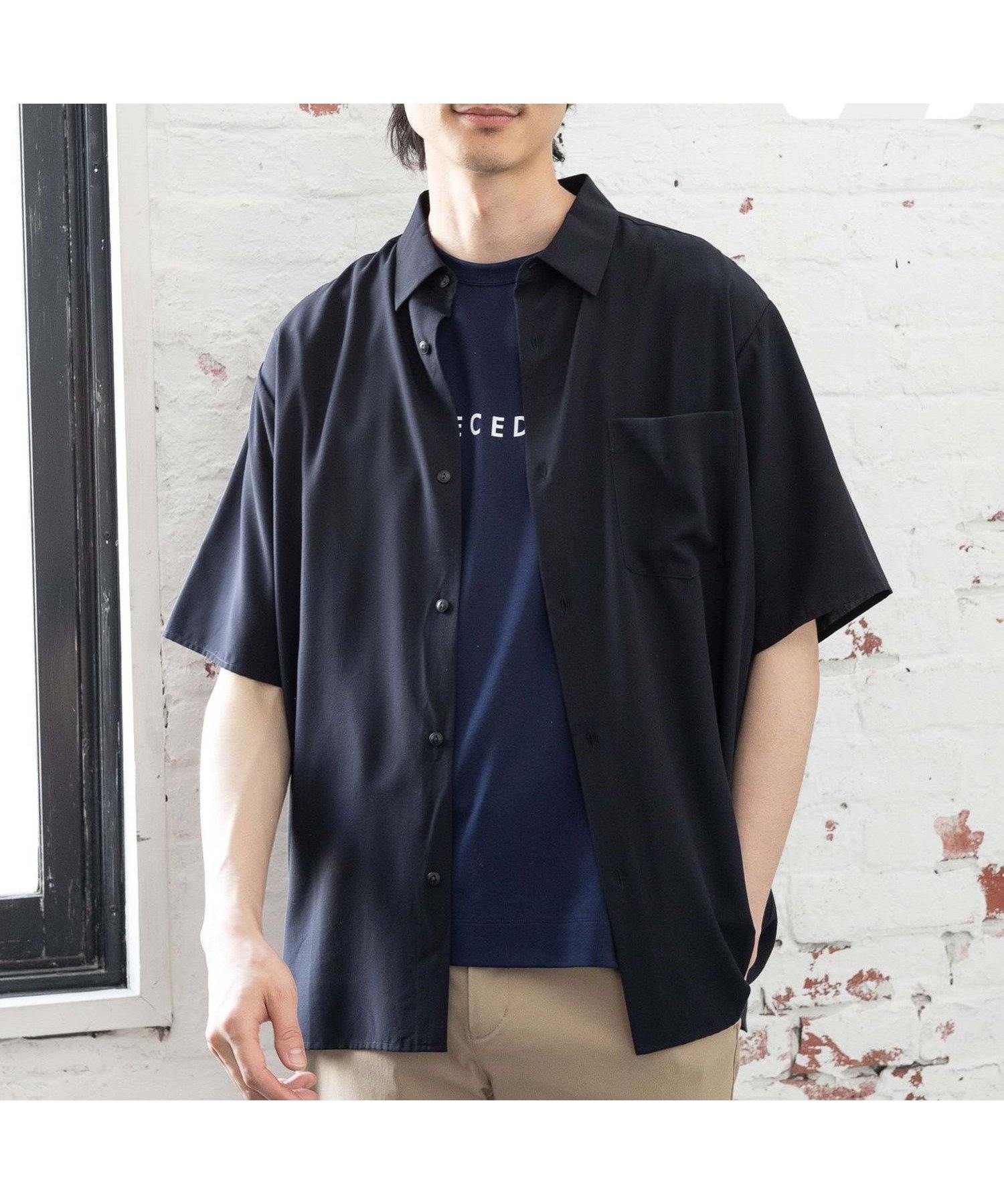 【グローバルワーク/GLOBAL WORK / MEN】のサラサマ快適シャツ/レギュラーカラー/半袖/986832 インテリア・キッズ・メンズ・レディースファッション・服の通販 founy(ファニー) 　ファッション　Fashion　メンズファッション　MEN　カーディガン　Cardigan　ドレープ　Drape　フロント　Front　リラックス　Relax　レギュラー　Regular　エレガント 上品　Elegant　半袖　Short Sleeve　夏　Summer　羽織　Haori　ブラック09|ID: prp329100004540591 ipo3291000000032082045
