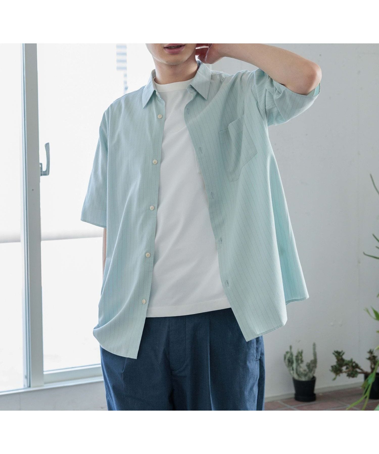 【グローバルワーク/GLOBAL WORK / MEN】のサラサマ快適シャツ/レギュラーカラー/半袖/986832 インテリア・キッズ・メンズ・レディースファッション・服の通販 founy(ファニー) 　ファッション　Fashion　メンズファッション　MEN　カーディガン　Cardigan　ドレープ　Drape　フロント　Front　リラックス　Relax　レギュラー　Regular　エレガント 上品　Elegant　半袖　Short Sleeve　夏　Summer　羽織　Haori　ミント*ストライプ70|ID: prp329100004540591 ipo3291000000032082051