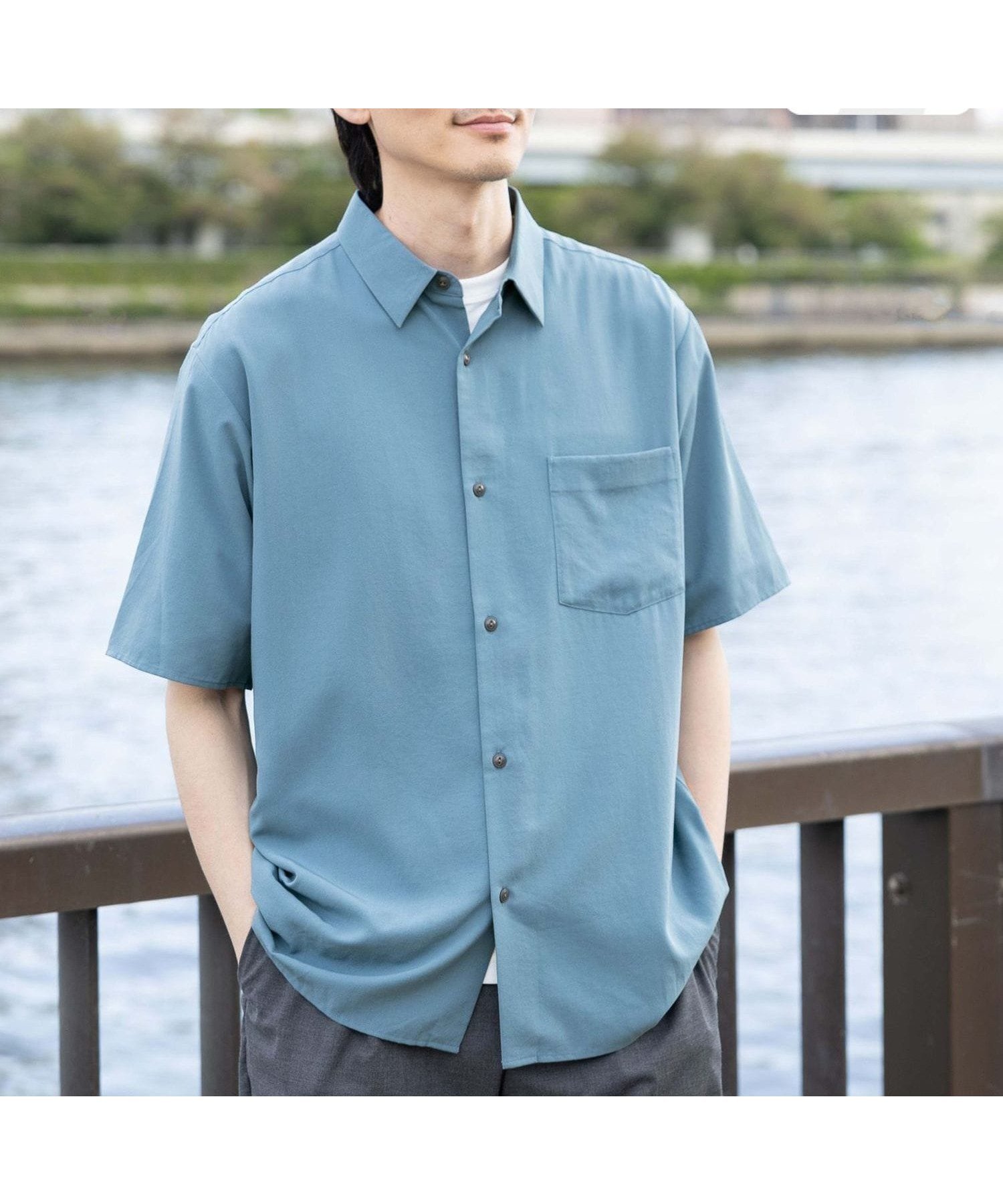 【グローバルワーク/GLOBAL WORK / MEN】のサラサマ快適シャツ/レギュラーカラー/半袖/986832 インテリア・キッズ・メンズ・レディースファッション・服の通販 founy(ファニー) 　ファッション　Fashion　メンズファッション　MEN　カーディガン　Cardigan　ドレープ　Drape　フロント　Front　リラックス　Relax　レギュラー　Regular　エレガント 上品　Elegant　半袖　Short Sleeve　夏　Summer　羽織　Haori　ブルー86|ID: prp329100004540591 ipo3291000000032082056
