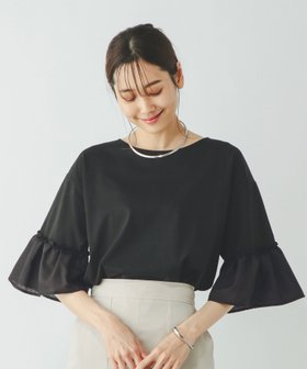 【グローバルワーク/GLOBAL WORK】のリッチクリーン袖フレア5分袖/289402 人気、トレンドファッション・服の通販 founy(ファニー) ファッション Fashion レディースファッション WOMEN トップス・カットソー Tops/Tshirt シルク Silk フリル Frills フレア Flare ワイド Wide エレガント 上品 Elegant 人気 Popularity 切替 Switching 抗菌 Antibacterial |ID:prp329100004540654