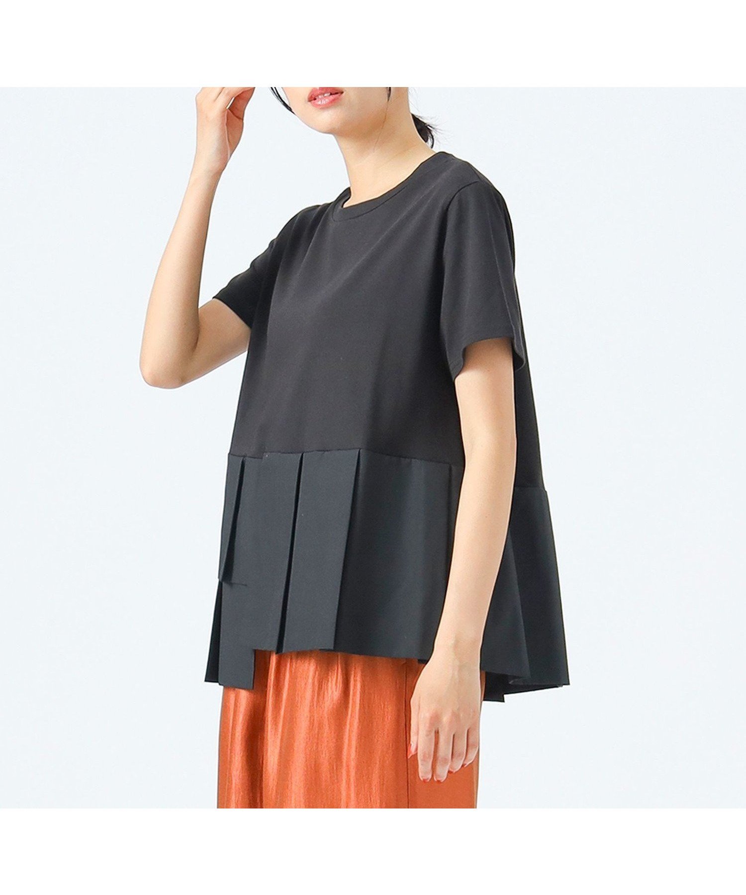 【ビームス ハート/BEAMS HEART】のアシンメトリー 異素材プルオーバー インテリア・キッズ・メンズ・レディースファッション・服の通販 founy(ファニー) 　ファッション　Fashion　レディースファッション　WOMEN　トップス・カットソー　Tops/Tshirt　プルオーバー　Pullover　おすすめ　Recommend　アシンメトリー　Asymmetry　カットソー　Cut And Sew　シューズ　Shoes　スラックス　Slacks　デニム　Denim　ブロード　Broad　エレガント 上品　Elegant　人気　Popularity　BLACK|ID: prp329100004540658 ipo3291000000032281803