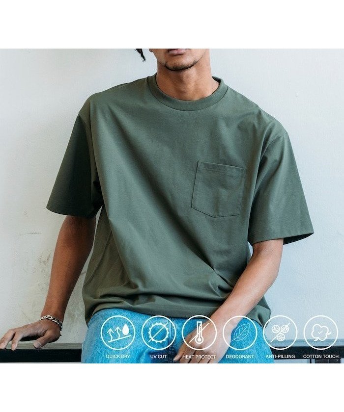 【フリークスストア/FREAK'S STORE】のAIRDRY 高機能素材 7.7オンス ビックシルエット クルーネック ポケットTシャツ/エアドライ ポリエステル Tシャツ/吸水速乾/遮熱性 25SS インテリア・キッズ・メンズ・レディースファッション・服の通販 founy(ファニー) 　ファッション　Fashion　メンズファッション　Fashion for Men　2025年　2025　2025春夏・S/S　Spring/Summer 2025 SS25　ポケット　Pocket, Pocket Detail　吸水　Absorbent, Quick-Dry　夏　Summer　S/S・春夏　SS, Spring/Summer, Warm Season　オリーブ|ID: prp329100004540663 ipo3291000000033561592
