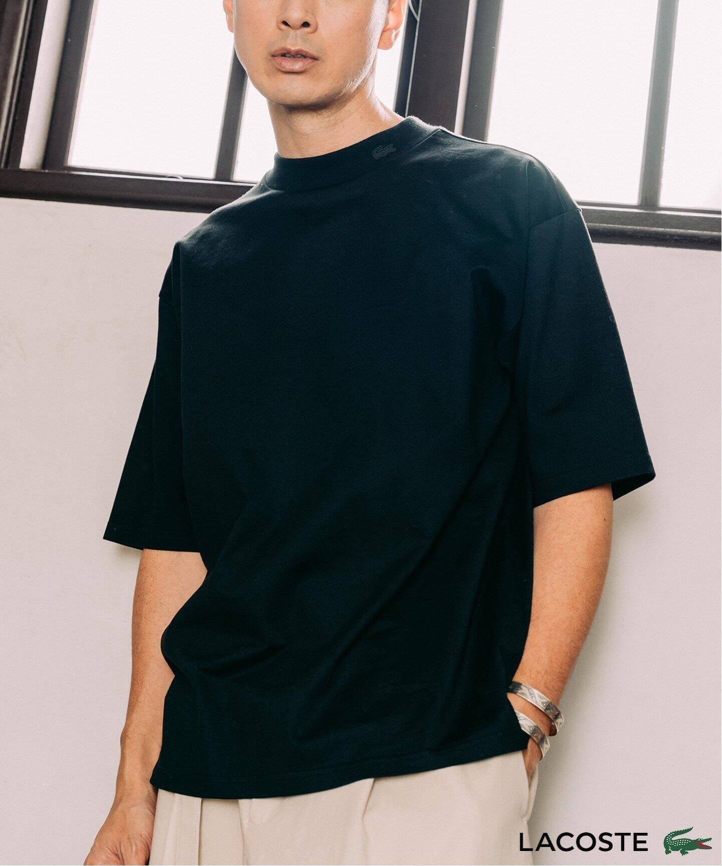 【エディフィス/EDIFICE / MEN】のLACOSTE (ラコステ) 別注 モックネック Tシャツ インテリア・キッズ・メンズ・レディースファッション・服の通販 founy(ファニー) 　ファッション　Fashion　メンズファッション　MEN　カーディガン　Cardigan　ジャケット　Jacket　人気　Popularity　バランス　Balance　フランス　France　別注　Special Order　モックネック　Mock Neck　リラックス　Relax　エレガント 上品　Elegant　ブラック|ID: prp329100004540702 ipo3291000000032137033