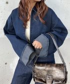 【ジュノア/JUNOAH】のデニムオーバーサイズショートジャケット ネイビー|ID: prp329100004540771 ipo3291000000032666001