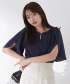 【プロポーション ボディドレッシング/PROPORTION BODY DRESSING】のビジューフレアスリーブブラウス ネイビー|ID: prp329100004540772 ipo3291000000032743398