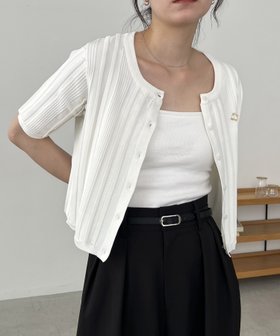 【カプリシューレマージュ/CAPRICIEUX LEMAGE】のハーフスリーブ縦編みカーディガン 人気、トレンドファッション・服の通販 founy(ファニー) ファッション Fashion レディースファッション WOMEN トップス・カットソー Tops/Tshirt カーディガン Cardigans おすすめ Recommend イエロー Yellow インナー Inner カーディガン Cardigan キャミ Cami スリーブ Sleeve センター Center ハーフ Half ワンポイント One Point 半袖 Short Sleeve 夏 Summer 羽織 Haori |ID:prp329100004540816