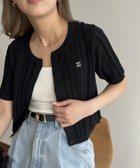 【カプリシューレマージュ/CAPRICIEUX LEMAGE】のハーフスリーブ縦編みカーディガン 人気、トレンドファッション・服の通販 founy(ファニー) ファッション Fashion レディースファッション WOMEN トップス・カットソー Tops/Tshirt カーディガン Cardigans おすすめ Recommend イエロー Yellow インナー Inner カーディガン Cardigan キャミ Cami スリーブ Sleeve センター Center ハーフ Half ワンポイント One Point 半袖 Short Sleeve 夏 Summer 羽織 Haori thumbnail ブラック|ID: prp329100004540816 ipo3291000000032284350
