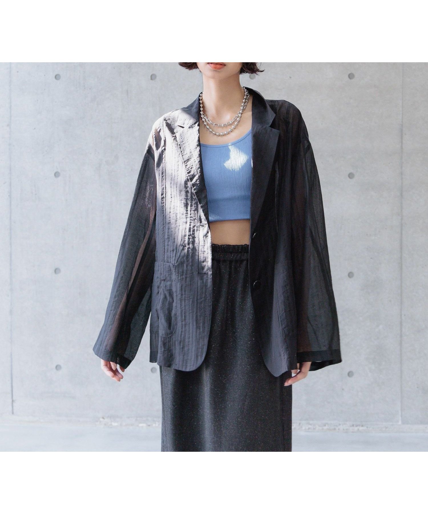 【ページボーイ/PAGEBOY】の【長袖】シアージャケット インテリア・キッズ・メンズ・レディースファッション・服の通販 founy(ファニー) 　ファッション　Fashion　レディースファッション　Ladies' Fashion Online　アウター　Coat Outerwear　ジャケット　Jackets　インナー　Inner　ジャケット　Jacket　ストライプ　Stripe　夏　Summer　長袖　Long Sleeve　ブラック09|ID: prp329100004540834 ipo3291000000032660520