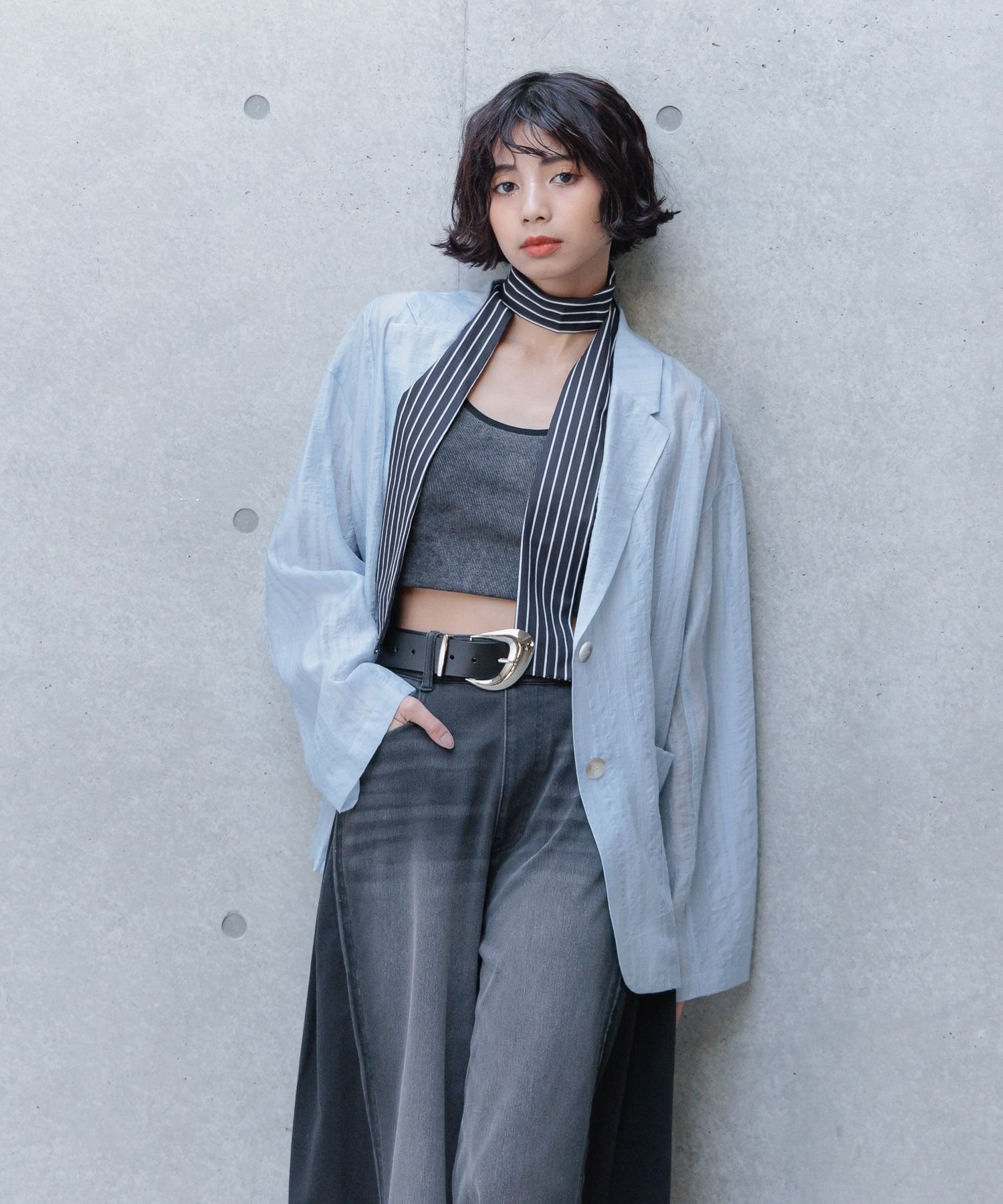 【ページボーイ/PAGEBOY】の【長袖】シアージャケット インテリア・キッズ・メンズ・レディースファッション・服の通販 founy(ファニー) 　ファッション　Fashion　レディースファッション　Ladies' Fashion Online　アウター　Coat Outerwear　ジャケット　Jackets　インナー　Inner　ジャケット　Jacket　ストライプ　Stripe　夏　Summer　長袖　Long Sleeve　ブルー85|ID: prp329100004540834 ipo3291000000032660521