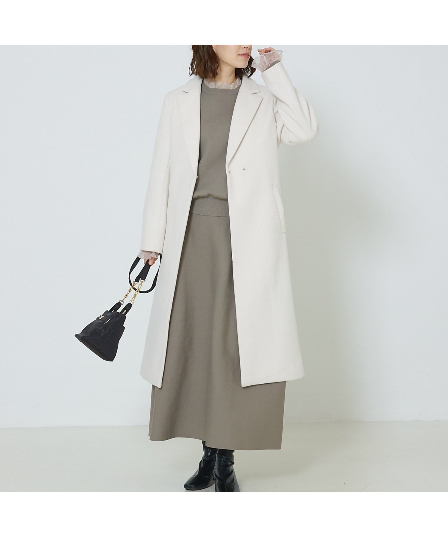 【アバハウスマヴィ/abahouse mavie】のベルト付きロングコート インテリア・キッズ・メンズ・レディースファッション・服の通販 founy(ファニー) 　ファッション　Fashion　レディースファッション　WOMEN　アウター　Coat Outerwear　コート　Coats　ベルト　Belts　ガウン　Gown　シンプル　Simple　ストレート　Straight　デニム　Denim　ポケット　Pocket　ロング　Long　エレガント 上品　Elegant　オフホワイト|ID: prp329100004540850 ipo3291000000032083410