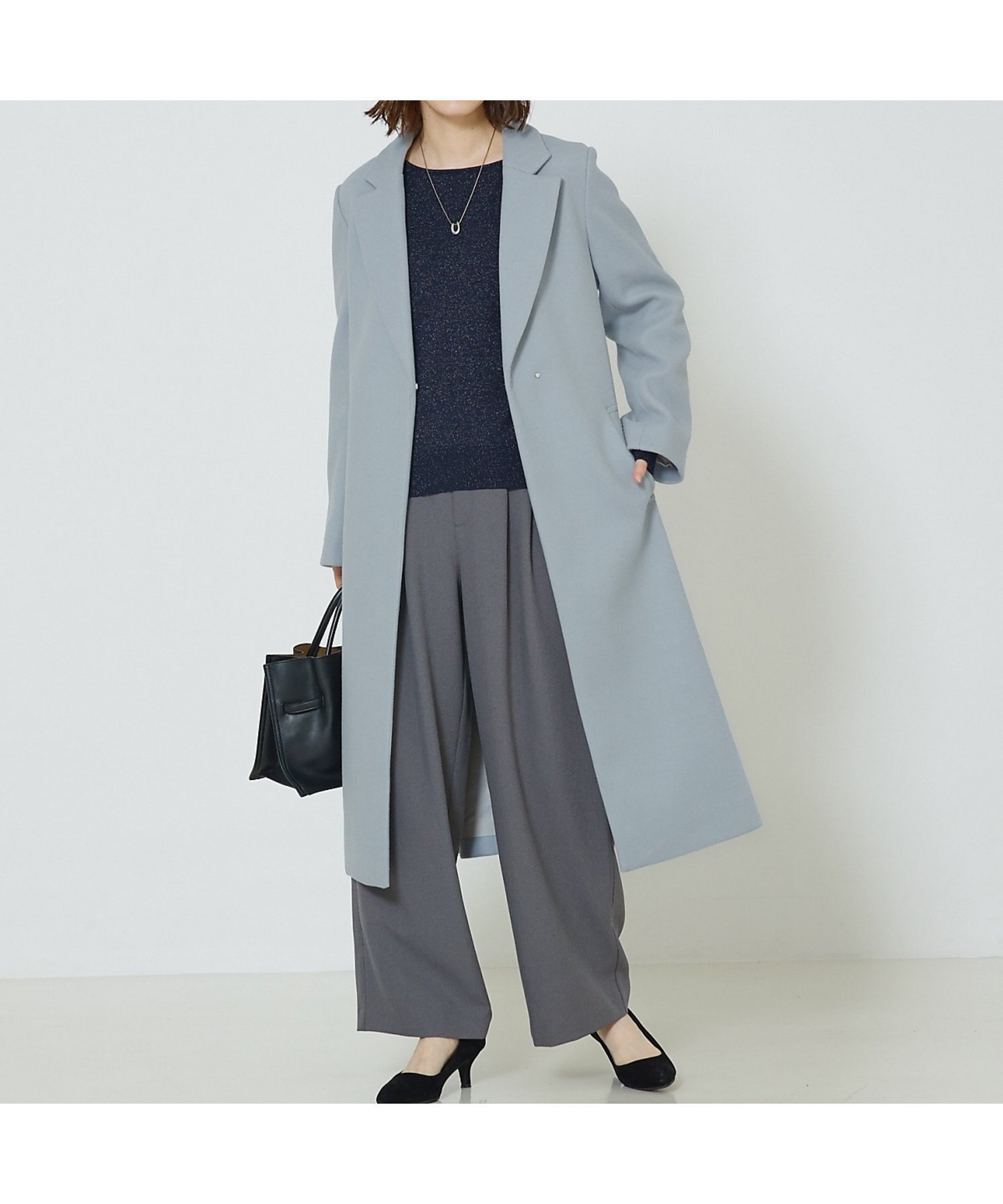 【アバハウスマヴィ/abahouse mavie】のベルト付きロングコート インテリア・キッズ・メンズ・レディースファッション・服の通販 founy(ファニー) 　ファッション　Fashion　レディースファッション　WOMEN　アウター　Coat Outerwear　コート　Coats　ベルト　Belts　ガウン　Gown　シンプル　Simple　ストレート　Straight　デニム　Denim　ポケット　Pocket　ロング　Long　エレガント 上品　Elegant　ブルーグレー|ID: prp329100004540850 ipo3291000000032083413