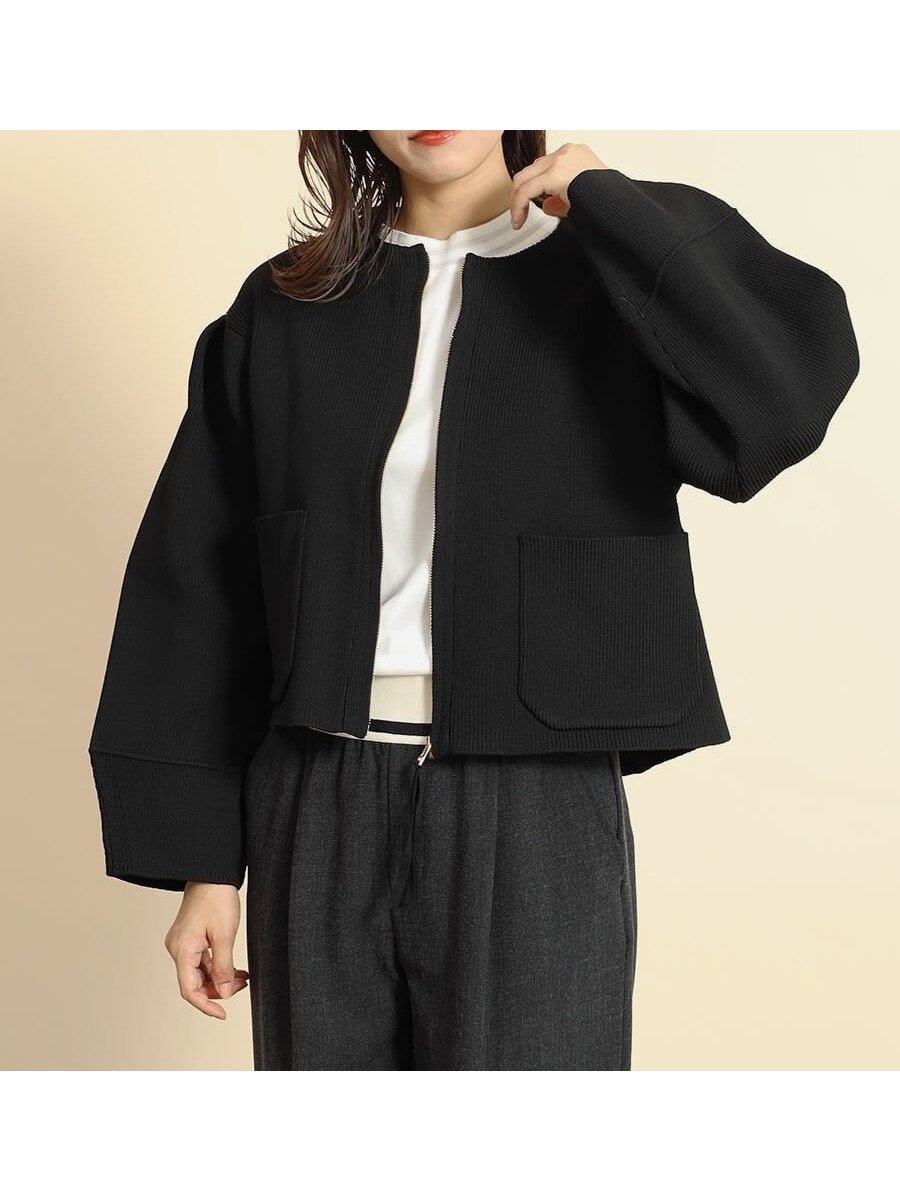 【ヴァン/Vin】のミドルゲージジップニットブルゾン インテリア・キッズ・メンズ・レディースファッション・服の通販 founy(ファニー) 　ファッション　Fashion　レディースファッション　WOMEN　アウター　Coat Outerwear　ブルゾン　Blouson/Jackets　トップス・カットソー　Tops/Tshirt　ニット　Knit Tops　インナー　Inner　ストール　Stall　ブルゾン　Blouson　ポケット　Pocket　マフラー　Scarf　ミドル　Middle　ロング　Long　ワイド　Wide　旅行　Travel　無地　Plain Color　ブラック|ID: prp329100004540872 ipo3291000000032083527