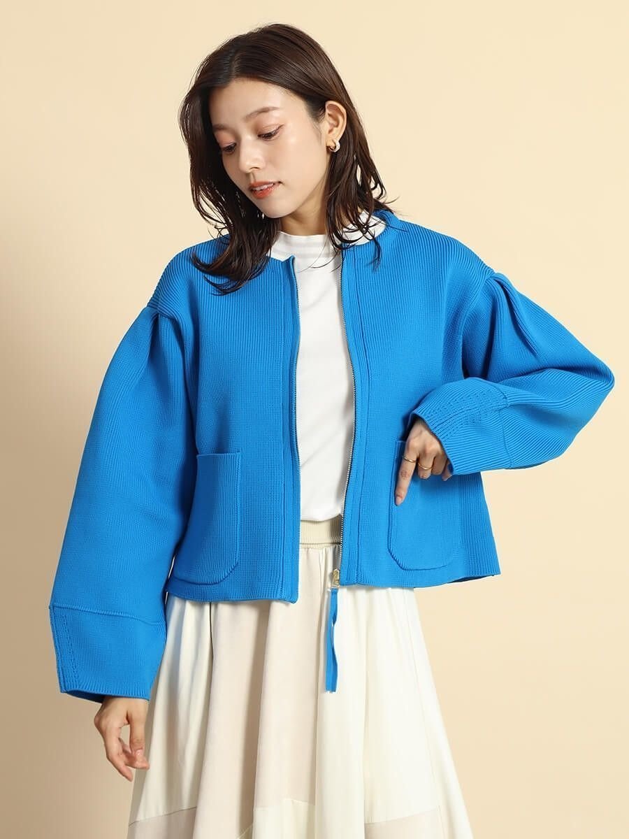 【ヴァン/Vin】のミドルゲージジップニットブルゾン インテリア・キッズ・メンズ・レディースファッション・服の通販 founy(ファニー) 　ファッション　Fashion　レディースファッション　WOMEN　アウター　Coat Outerwear　ブルゾン　Blouson/Jackets　トップス・カットソー　Tops/Tshirt　ニット　Knit Tops　インナー　Inner　ストール　Stall　ブルゾン　Blouson　ポケット　Pocket　マフラー　Scarf　ミドル　Middle　ロング　Long　ワイド　Wide　旅行　Travel　無地　Plain Color　ブルー|ID: prp329100004540872 ipo3291000000032083528