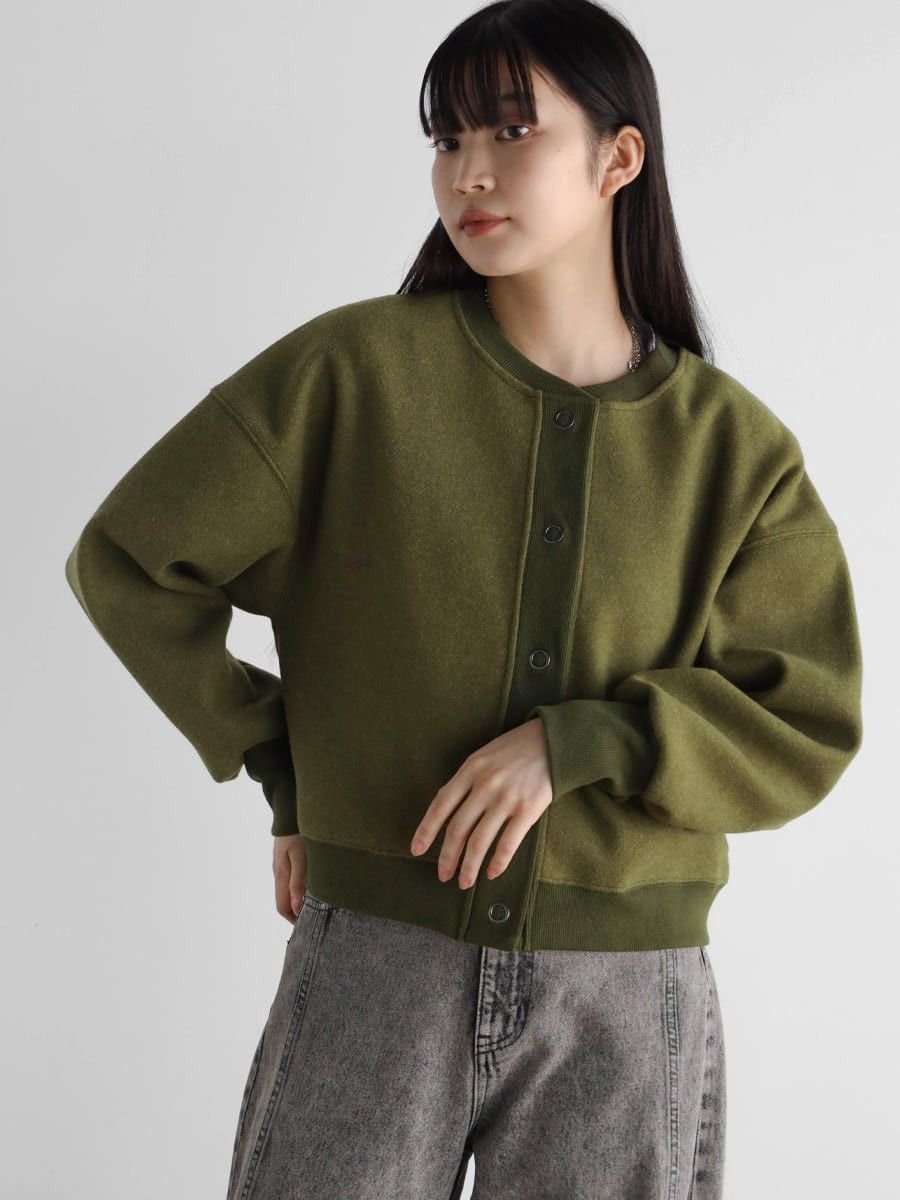 【ラシュッド/LASUD】のフェルトコンパクトブルゾン インテリア・キッズ・メンズ・レディースファッション・服の通販 founy(ファニー) 　ファッション　Fashion　レディースファッション　WOMEN　アウター　Coat Outerwear　ブルゾン　Blouson/Jackets　おすすめ　Recommend　コンパクト　Compact　デニム　Denim　フェルト　Felt　フロント　Front　ブルゾン　Blouson　ベーシック　Basic　ダークオリーブ|ID: prp329100004540873 ipo3291000000032083536