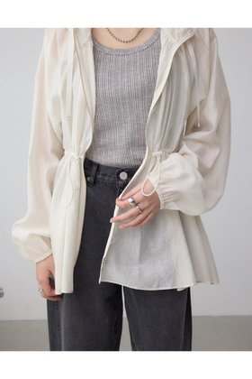 【アズール バイ マウジー/AZUL by moussy】のシアーミドル丈ドロストブルゾン 人気、トレンドファッション・服の通販 founy(ファニー) ファッション Fashion レディースファッション WOMEN アウター Coat Outerwear ブルゾン Blouson/Jackets スリーブ Sleeve デニム Denim バルーン Balloon フレア Flare ミドル Middle |ID:prp329100004540931