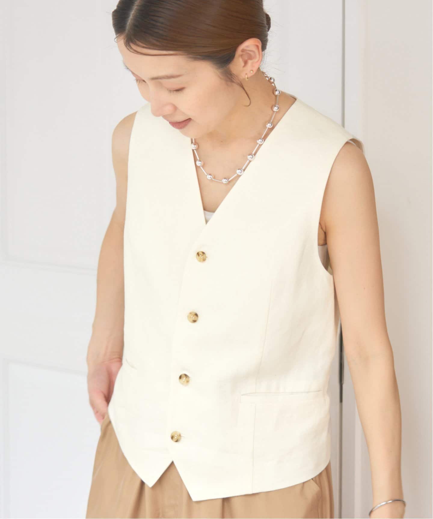 【イエナ/IENA】のEXラミーウエストコートベスト インテリア・キッズ・メンズ・レディースファッション・服の通販 founy(ファニー) 　ファッション　Fashion　レディースファッション　WOMEN　アウター　Coat Outerwear　コート　Coats　2025年　2025　2025春夏・S/S　Ss,Spring/Summer,2025　カットソー　Cut And Sew　クラシック　Classic　シンプル　Simple　バランス　Balance　ベスト　Vest　リネン　Linen　ホワイト A|ID: prp329100004540936 ipo3291000000032083796