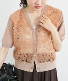 【ルクールブラン/le.coeur blanc】のチュール刺繍ハーフスリーブカーディガン ピンクベージュ|ID: prp329100004540976 ipo3291000000032724324