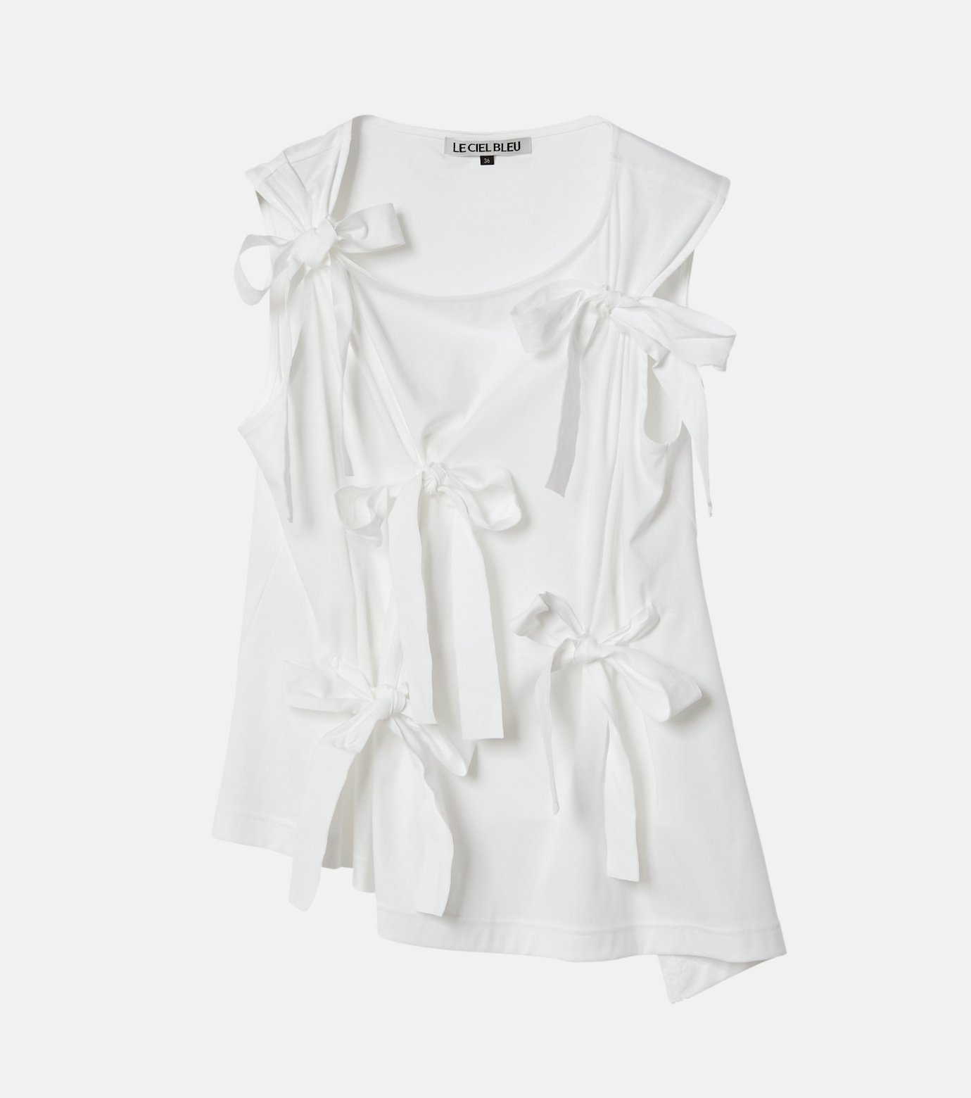 【ルシェル ブルー/LE CIEL BLEU】のタンクwボウ / Tank w/Bows インテリア・キッズ・メンズ・レディースファッション・服の通販 founy(ファニー) 　ファッション　Fashion　レディースファッション　WOMEN　シェイプ　Shape　ジャージー　Jersey　タンク　Tank　リボン　Ribbon　ホワイト|ID: prp329100004541013 ipo3291000000032084202