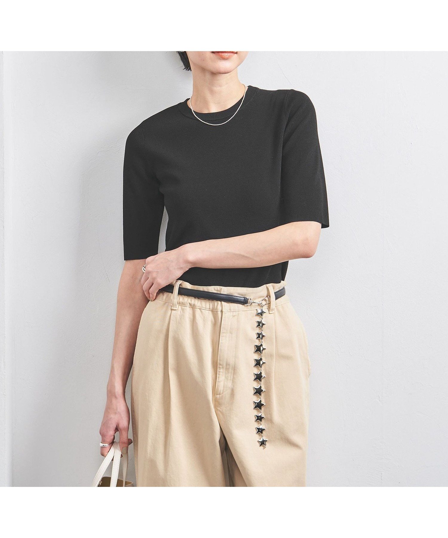 【ユナイテッドアローズ/UNITED ARROWS】のCOMFY コンパクト クルーネック ニット インテリア・キッズ・メンズ・レディースファッション・服の通販 founy(ファニー) 　ファッション　Fashion　レディースファッション　Fashion for Women　トップス・カットソー　Cut & Sew Tops　ニット　Knit Tops & Sweaters　おすすめ　Recommended / Our Picks　インナー　Innerwear　カットソー　Cut and Sewn Top　コンパクト　Compact, Small Size　シンプル　Simple, Minimal　ジャケット　Jacket, Outerwear　ネックレス　Necklace, Pendant Necklace　バランス　Balance, Style Balance　ブレスレット　Bracelet, Wristband　ボーダー　Border, Stripe　エレガント 上品　Elegant　人気　Popular, Best Seller　ビジネス 仕事 通勤　Business / Work / Commuting　BLACK|ID: prp329100004541040 ipo3291000000033599181