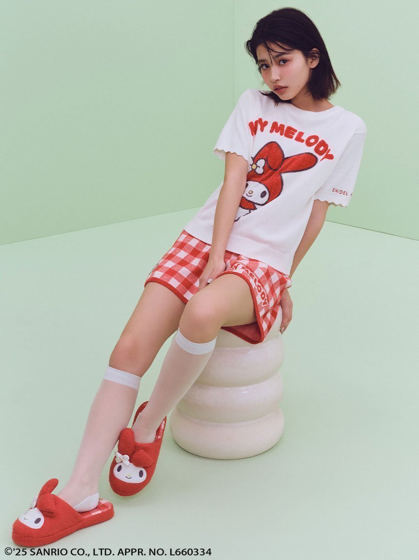 【スナイデル ホーム/SNIDEL HOME】の【MY MELODY】ニットショートパンツ インテリア・キッズ・メンズ・レディースファッション・服の通販 founy(ファニー) 　ファッション　Fashion　レディースファッション　Fashion for Women　パンツ　Pants & Trousers　ショートパンツ・ハーフパンツ　High-Waisted & Relaxed Shorts　カーディガン　Cardigan, Knitwear　キャラクター　Character, Licensed Characters　ギンガム　Gingham, Gingham Fabric　コレクション　Collection, Seasonal Line　チェック　Check, Plaid, Tartan　トレンド　Trend, Trending Now　フロント　Front, Front Design　ベビー　Baby, Babywear　ポケット　Pocket, Pocket Detail　モチーフ　Motif, Design Theme　リボン　Ribbon, Bow　お家時間・ステイホーム　Stay Home / At Home　夏　Summer　RED[046]|ID: prp329100004541072 ipo3291000000032715370