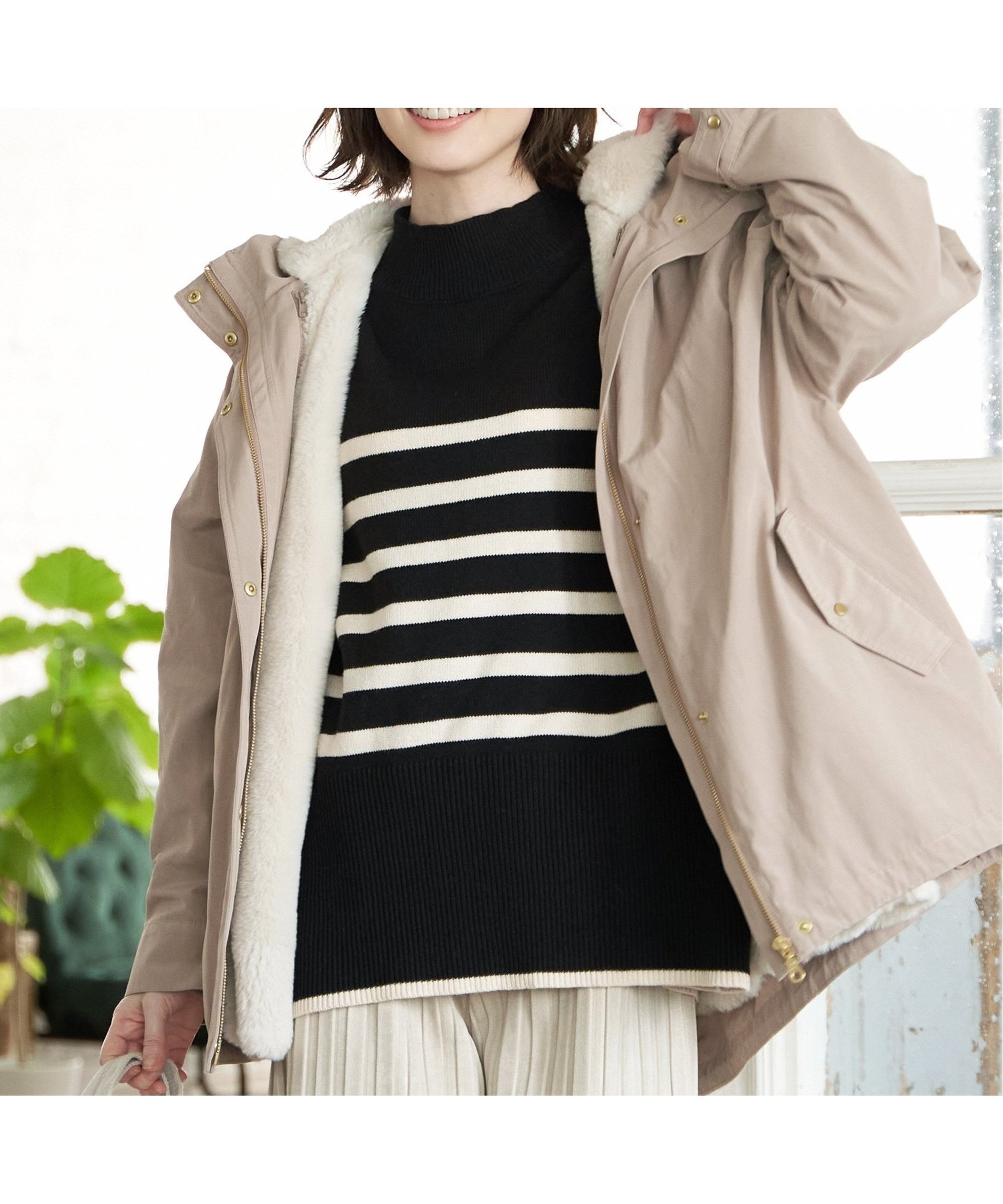 【イッカ/ikka】のファーライナー3WAYミドルマウンテンパーカー インテリア・キッズ・メンズ・レディースファッション・服の通販 founy(ファニー) 　ファッション　Fashion　レディースファッション　WOMEN　トップス・カットソー　Tops/Tshirt　パーカ　Sweats　タフタ　Taffeta　パーカー　Hoodie　ピーチ　Peach　フェイクファー　Faux Fur　ミドル　Middle　ライナー　Liner　ベージュ|ID: prp329100004541089 ipo3291000000032206513