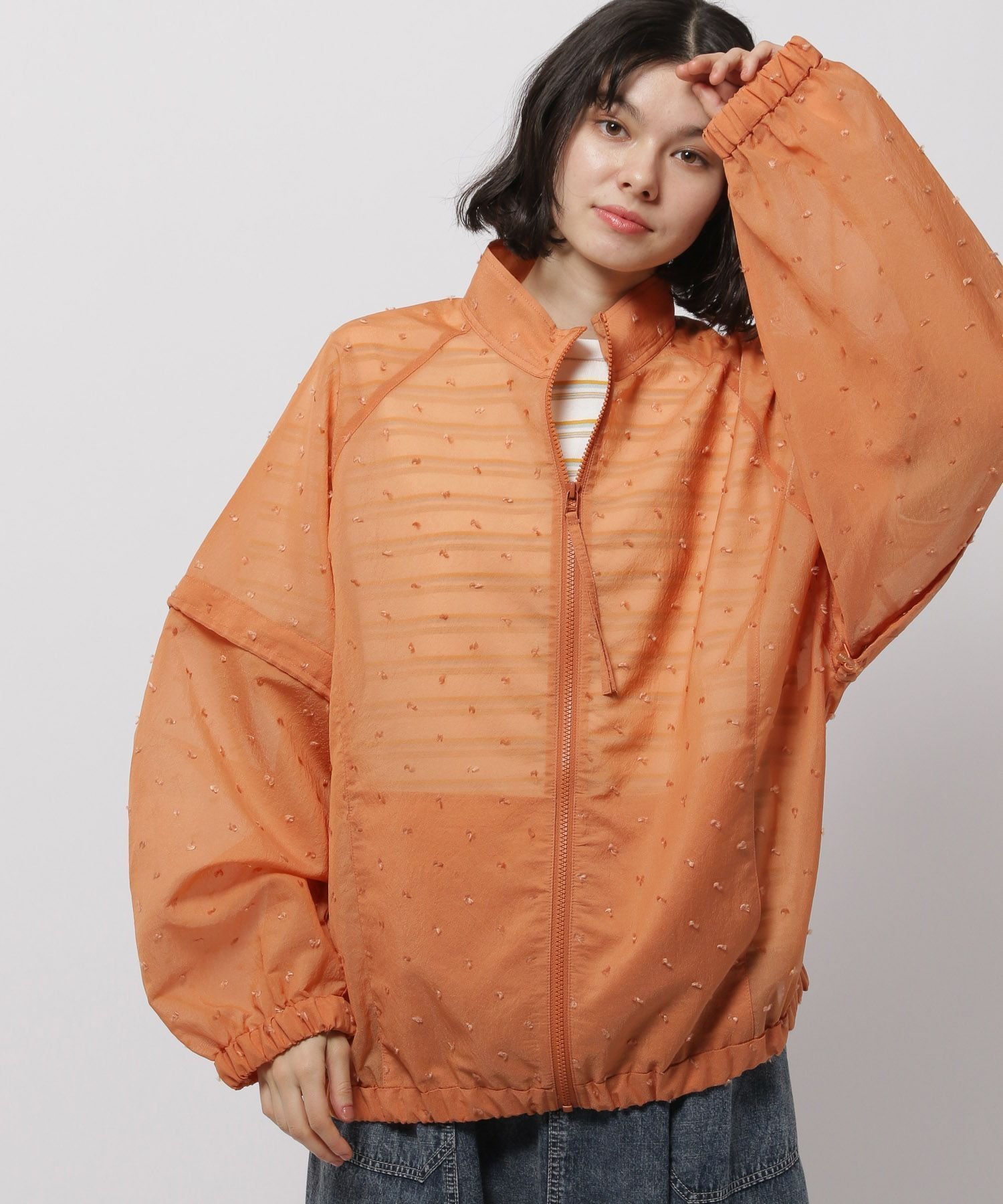 【ニコアンド/niko and】の2WAYシアーブルゾン インテリア・キッズ・メンズ・レディースファッション・服の通販 founy(ファニー) 　ファッション　Fashion　レディースファッション　Ladies' Fashion Online　アウター　Coat Outerwear　ブルゾン　Blouson/Jackets　おすすめ　Recommend　カーゴパンツ　Cargo Pants　シアー　Sheer　ブルゾン　Blouson　エレガント 上品　Elegant　半袖　Short Sleeve　オレンジ40|ID: prp329100004541101 ipo3291000000032683218