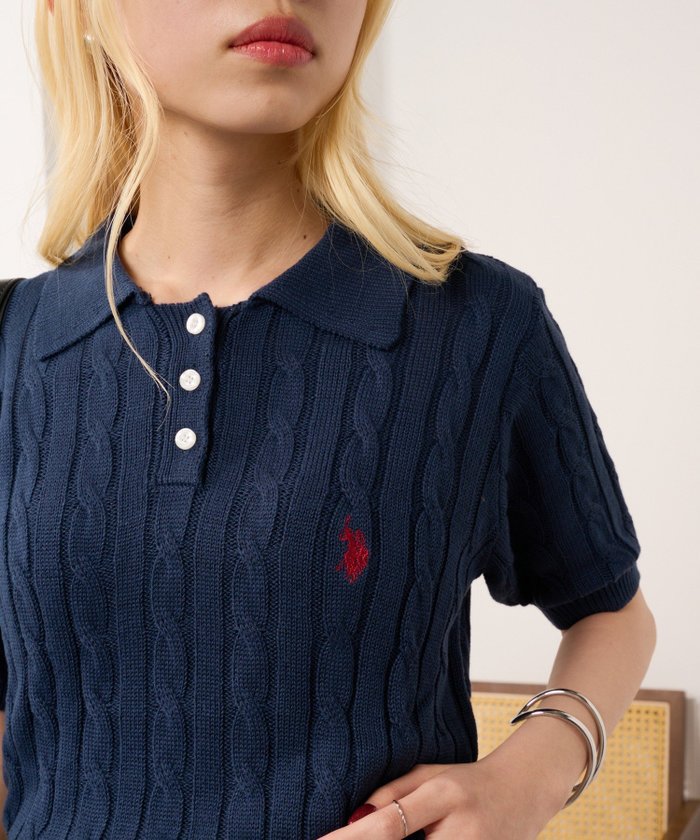 【その他のブランド/Other】のU.S. POLO ASSN./限定商品 ロイヤルケーブル ニットポロシャツ 半袖 インテリア・キッズ・メンズ・レディースファッション・服の通販 founy(ファニー) https://founy.com/ ファッション Fashion レディースファッション Ladies' Fashion Online トップス・カットソー Tops/Tshirt ニット Knit Tops シャツ/ブラウス Shirts/Blouses ポロシャツ Polo Shirts インナー Inner ジャケット Jacket スポーツ Sports セットアップ Set Up ポロシャツ Polo Shirt 半袖 Short Sleeve ワンポイント One Point エレガント 上品 Elegant 2025年 2025 2025春夏・S/S Ss,Spring/Summer,2025 |ID: prp329100004541107 ipo3291000000032674274