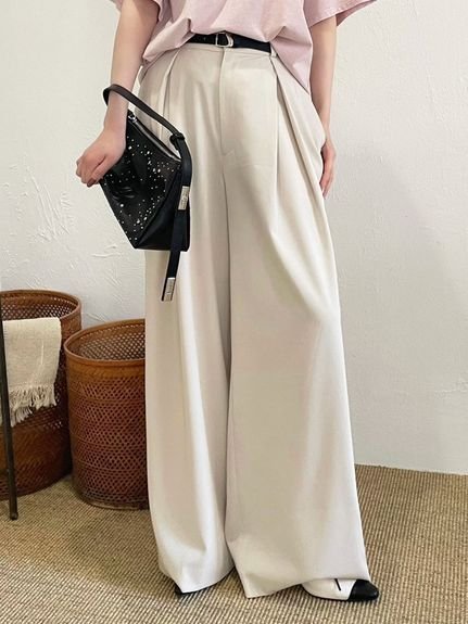 【リリーブラウン/Lily Brown】のベルト付きタックパンツ インテリア・キッズ・メンズ・レディースファッション・服の通販 founy(ファニー) https://founy.com/ ファッション Fashion レディースファッション WOMEN パンツ Pants ベルト Belts なめらか Smooth エレガント 上品 Elegant シンプル Simple |ID: prp329100004541141 ipo3291000000032243373