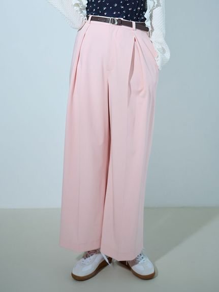 【リリーブラウン/Lily Brown】のベルト付きタックパンツ インテリア・キッズ・メンズ・レディースファッション・服の通販 founy(ファニー) 　ファッション　Fashion　レディースファッション　WOMEN　パンツ　Pants　ベルト　Belts　なめらか　Smooth　エレガント 上品　Elegant　シンプル　Simple　PNK[066]|ID: prp329100004541141 ipo3291000000032243377