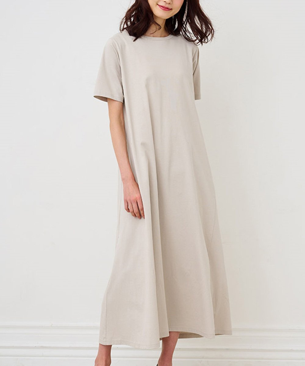 【ラナン/Ranan】のRanan/ BC 半袖ポケット付マキシワンピ(ロング) インテリア・キッズ・メンズ・レディースファッション・服の通販 founy(ファニー) 　ファッション　Fashion　レディースファッション　WOMEN　ワンピース　Dress　マキシワンピース　Maxi Dress　おすすめ　Recommend　カーディガン　Cardigan　シンプル　Simple　ポケット　Pocket　マキシ　Maxi　レギンス　Leggings　ロング　Long　エレガント 上品　Elegant　半袖　Short Sleeve　ライトグレー|ID: prp329100004541651 ipo3291000000032141464