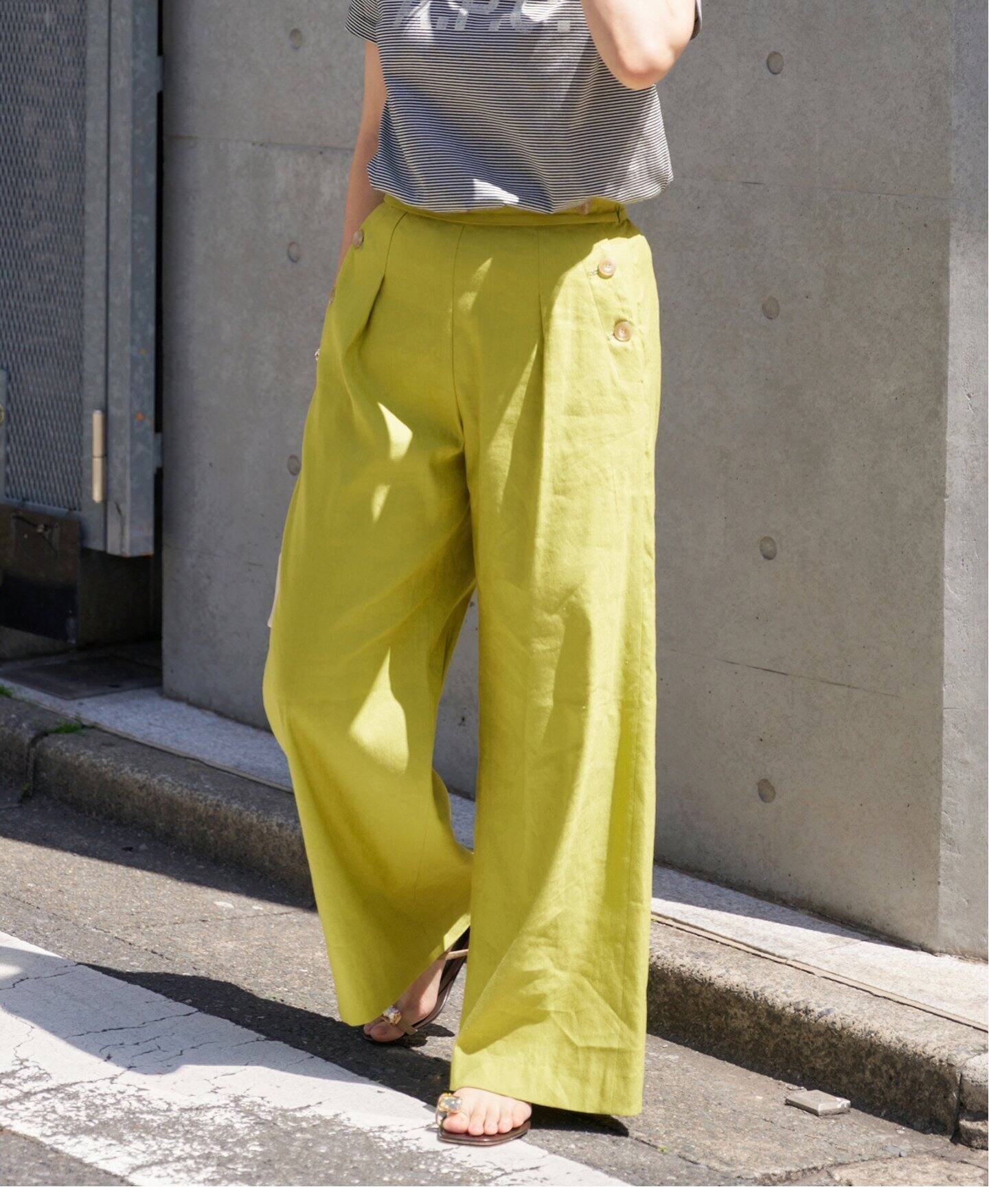 【イエナ/IENA】のリネンストレッチ マリンパンツ インテリア・キッズ・メンズ・レディースファッション・服の通販 founy(ファニー) 　ファッション　Fashion　レディースファッション　WOMEN　パンツ　Pants　ストレッチ　Stretch　リネン　Linen　グリーン|ID: prp329100004541706 ipo3291000000032239872