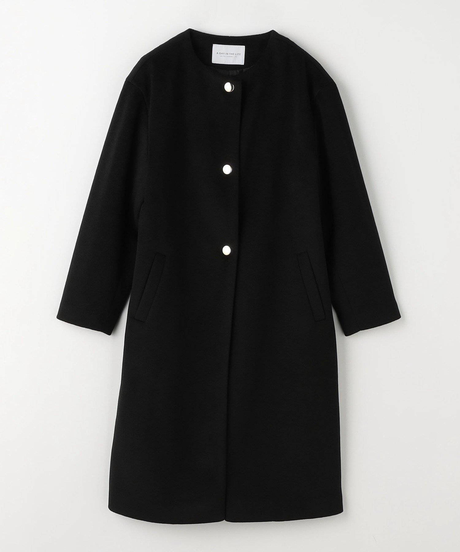 【その他のブランド/Other】のニットモッサ ノーカラーコート A DAY IN THE LIFE インテリア・キッズ・メンズ・レディースファッション・服の通販 founy(ファニー) 　ファッション　Fashion　レディースファッション　WOMEN　アウター　Coat Outerwear　コート　Coats　シンプル　Simple　スポーティ　Sporty　ダウン　Down　マフラー　Scarf　メタル　Metal　メルトン　Melton　BLACK|ID: prp329100004541769 ipo3291000000032089697