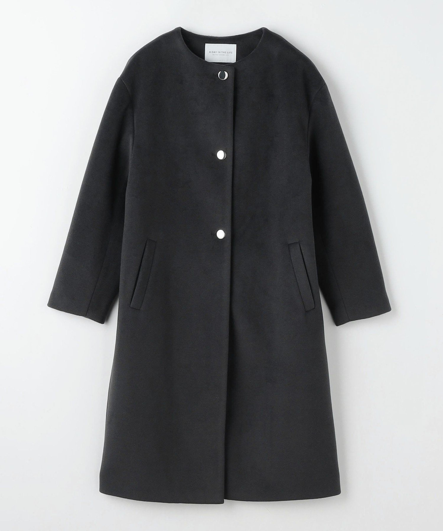 【その他のブランド/Other】のニットモッサ ノーカラーコート A DAY IN THE LIFE インテリア・キッズ・メンズ・レディースファッション・服の通販 founy(ファニー) 　ファッション　Fashion　レディースファッション　WOMEN　アウター　Coat Outerwear　コート　Coats　シンプル　Simple　スポーティ　Sporty　ダウン　Down　マフラー　Scarf　メタル　Metal　メルトン　Melton　NAVY|ID: prp329100004541769 ipo3291000000032089699