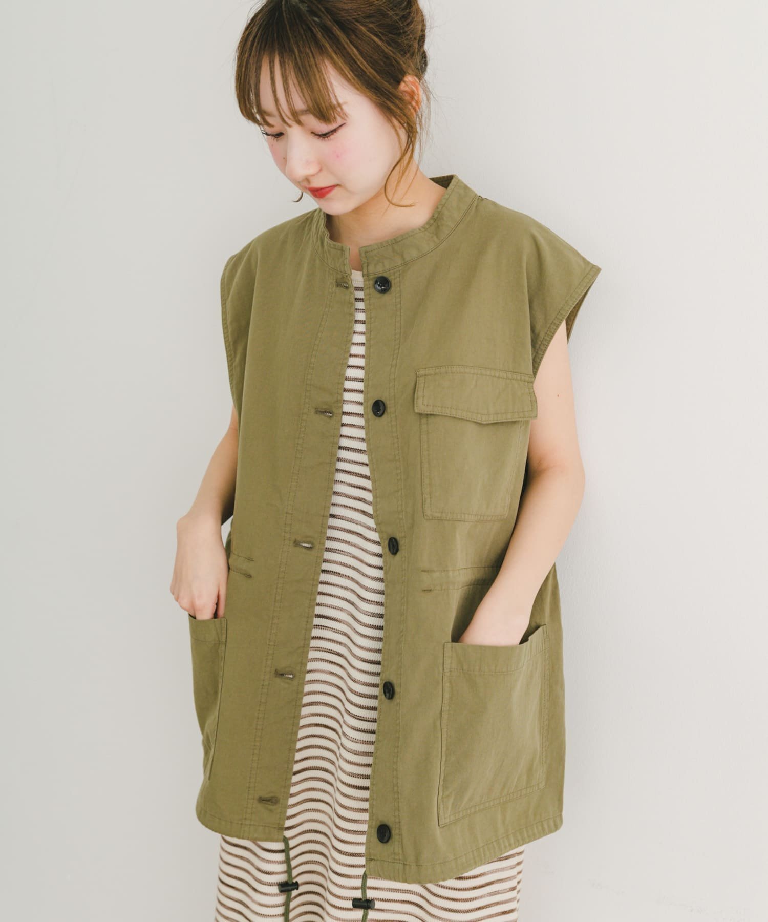 【その他のブランド/Other】のミリタリージレ インテリア・キッズ・メンズ・レディースファッション・服の通販 founy(ファニー) 　ファッション　Fashion　レディースファッション　WOMEN　アウター　Coat Outerwear　トップス・カットソー　Tops/Tshirt　ベスト/ジレ　Gilets/Vests　2025年　2025　2025春夏・S/S　Ss,Spring/Summer,2025　トレンド　Trend　ベスト　Vest　ミリタリー　Military　夏　Summer　S/S・春夏　Ss・Spring/Summer　KHK|ID: prp329100004541790 ipo3291000000032089877
