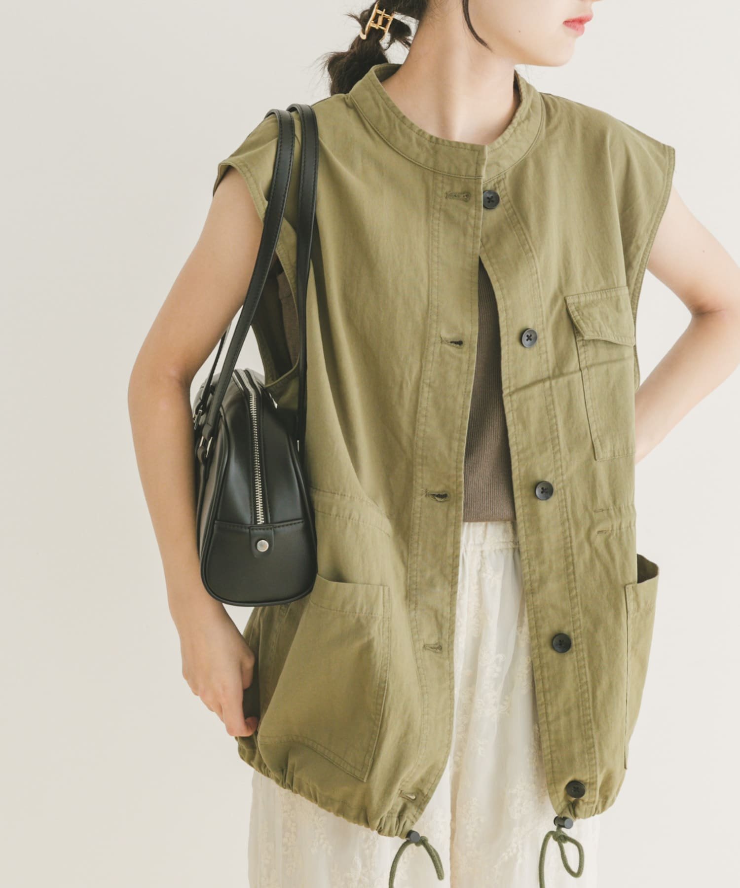 【アイテムズアーバンリサーチ/ITEMS URBAN RESEARCH】のミリタリージレ インテリア・キッズ・メンズ・レディースファッション・服の通販 founy(ファニー) 　ファッション　Fashion　レディースファッション　Fashion for Women　アウター　Coat / Outerwear Collection　トップス・カットソー　Cut & Sew Tops　ベスト&ジレ / 重ね着スタイル　Vests & Gilets　2025年　2025　2025春夏・S/S　Spring/Summer 2025 SS25　トレンド　Trend, Trending Now　ベスト　Vest, Waistcoat　ミリタリー　Military, Army Style　夏　Summer　S/S・春夏　SS, Spring/Summer, Warm Season　KHK|ID: prp329100004541790 ipo3291000000033633054
