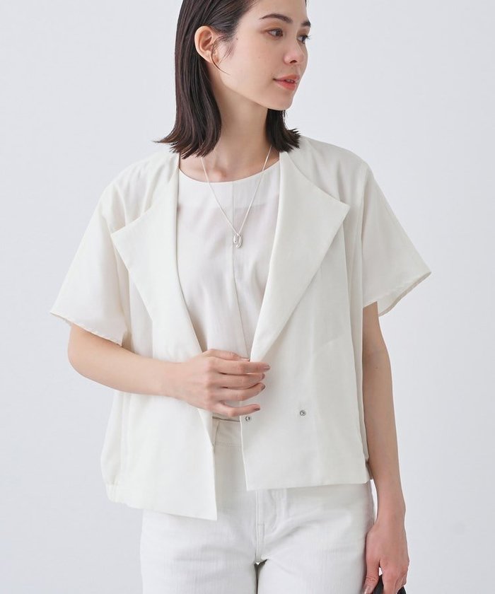 【インディヴィ/INDIVI】の春SALE!【通気性◎撥水/接触冷感/UVケア】フレンチスリーブ ブラウスライクジャケット インテリア・キッズ・メンズ・レディースファッション・服の通販 founy(ファニー) https://founy.com/ ファッション Fashion レディースファッション Ladies' Fashion Online アウター Coat Outerwear ジャケット Jackets インナー Inner 春 Spring ギャザー Gather ジャケット Jacket ストレッチ Stretch スリーブ Sleeve セットアップ Set Up バランス Balance フォルム Form フレンチ French ボトム Bottom ポケット Pocket メタル Metal ワイド Wide おすすめ Recommend 夏 Summer |ID: prp329100004541839 ipo3291000000032656560