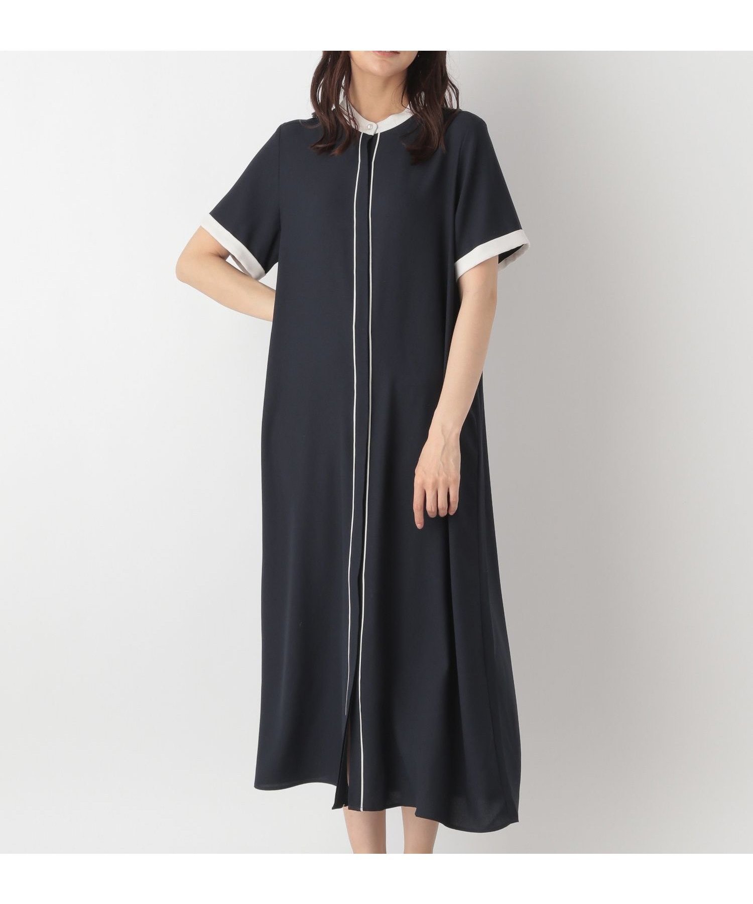 【グローバルワーク/GLOBAL WORK】のさらさらリラックスパイピングワンピース/128402 人気、トレンドファッション・服の通販 founy(ファニー) 　ファッション　Fashion　レディースファッション　Ladies' Fashion Online　ワンピース　Dress　ジョーゼット　Georgette　ストレッチ　Stretch　パール　Pearl　リラックス　Relax　ロング　Long　 other-1|ID: prp329100004541898 ipo3291000000032621632