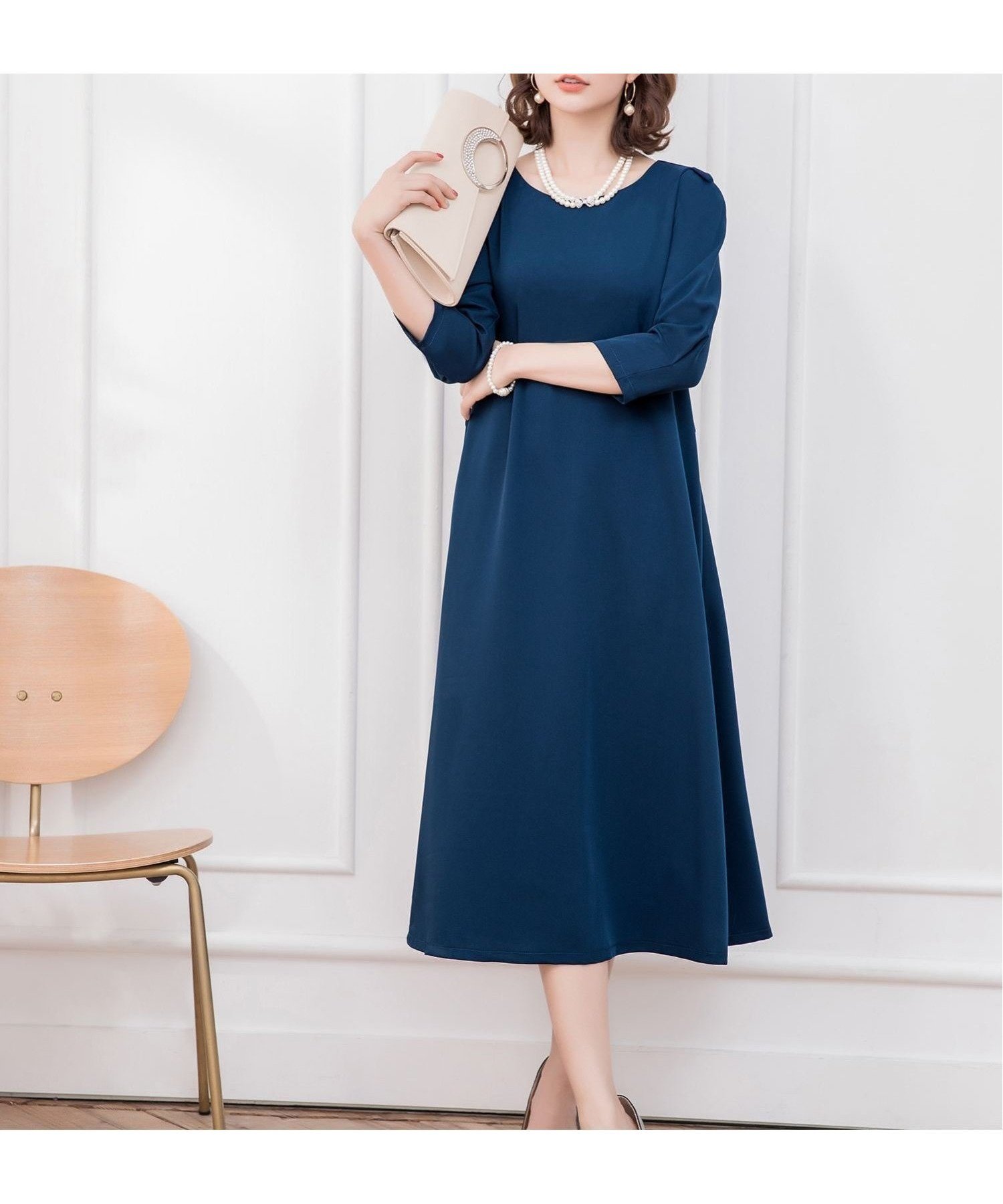 【ドレス/DRESS+】のフレアロング丈結婚式ワンピース インテリア・キッズ・メンズ・レディースファッション・服の通販 founy(ファニー) 　ファッション　Fashion　レディースファッション　Fashion for Women　ワンピース　Dresses　おすすめ　Recommended / Our Picks　シンプル　Simple, Minimal　フォーマル　Formal, Dressy　フレア　Flare, Flared　リボン　Ribbon, Bow　ロング　Long, Long-Length　結婚式　Wedding　ブルー|ID: prp329100004541903 ipo3291000000033502778
