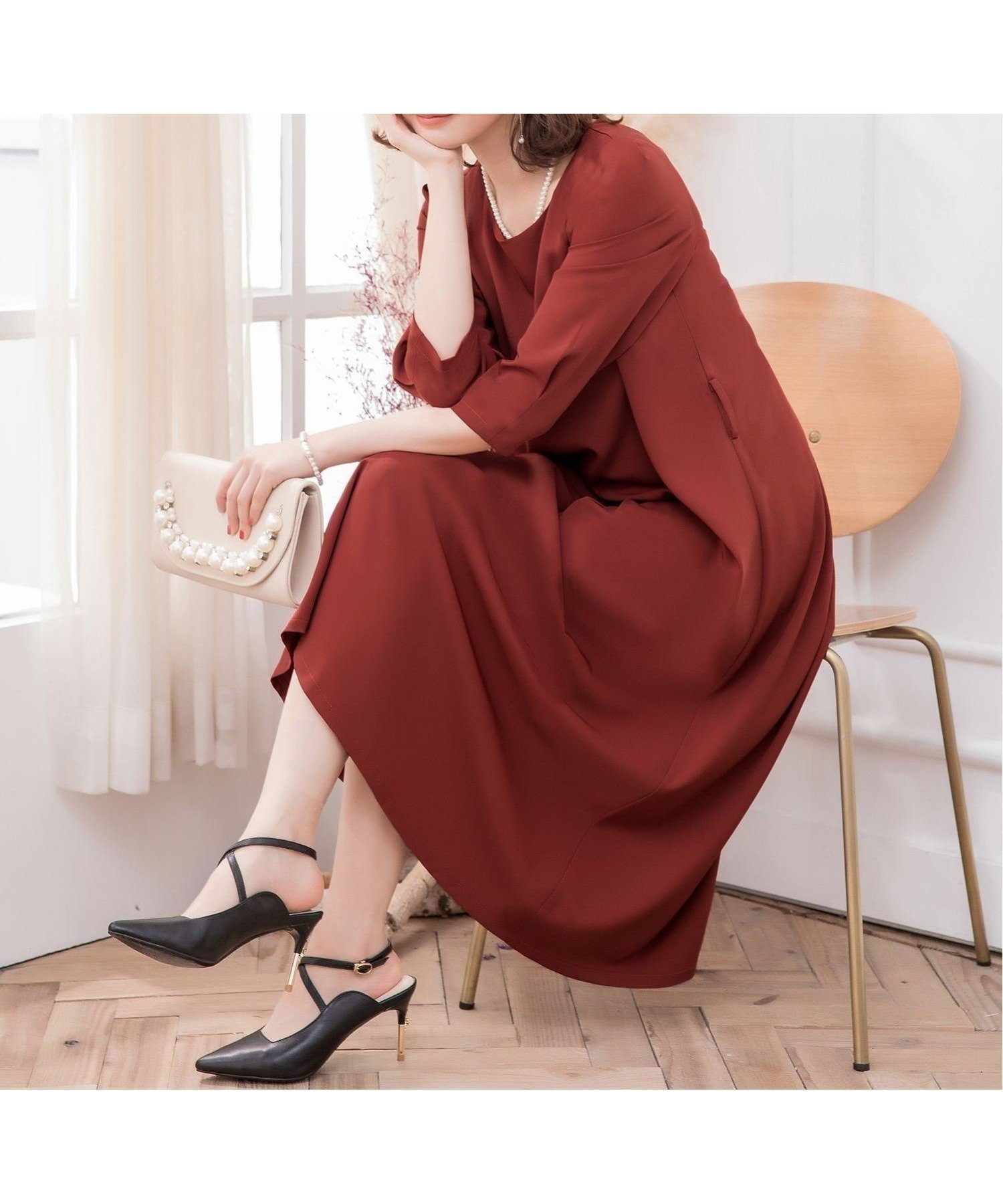 【ドレス/DRESS+】のフレアロング丈結婚式ワンピース インテリア・キッズ・メンズ・レディースファッション・服の通販 founy(ファニー) 　ファッション　Fashion　レディースファッション　Fashion for Women　ワンピース　Dresses　おすすめ　Recommended / Our Picks　シンプル　Simple, Minimal　フォーマル　Formal, Dressy　フレア　Flare, Flared　リボン　Ribbon, Bow　ロング　Long, Long-Length　結婚式　Wedding　レッド|ID: prp329100004541903 ipo3291000000033502780