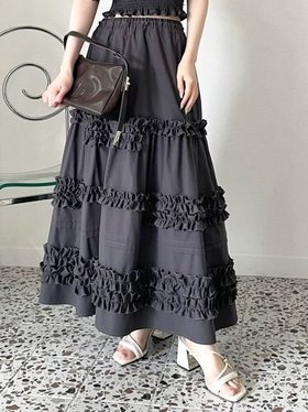 【リリーブラウン/Lily Brown】のメニーフリルティアードスカート 人気、トレンドファッション・服の通販 founy(ファニー) ファッション Fashion レディースファッション WOMEN スカート Skirt ティアードスカート Tiered Skirts エレガント 上品 Elegant セットアップ Set Up ティアード Tiered ドット Dot フリル Frills フレア Flare 無地 Plain Color |ID:prp329100004541920